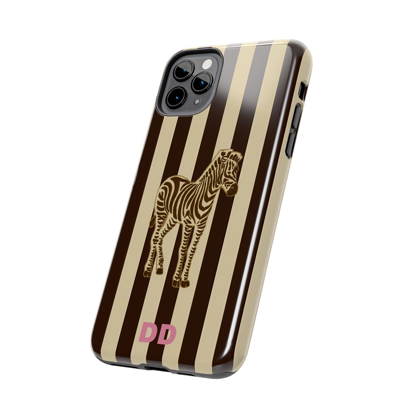 Zebra Phone Case in Charcoal & Crème Stripe