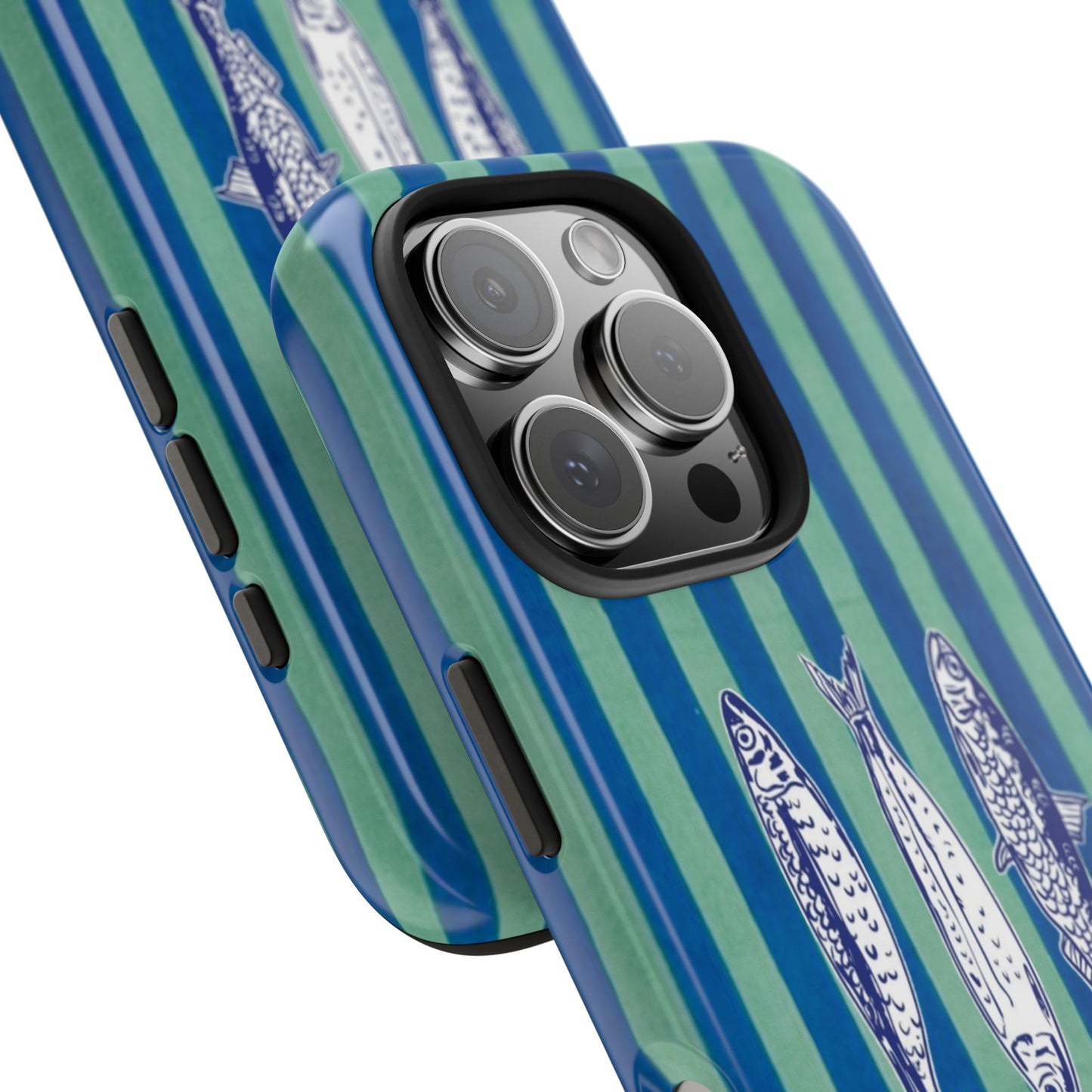 Sardine Phone Case in Turquoise & Blue Stripe