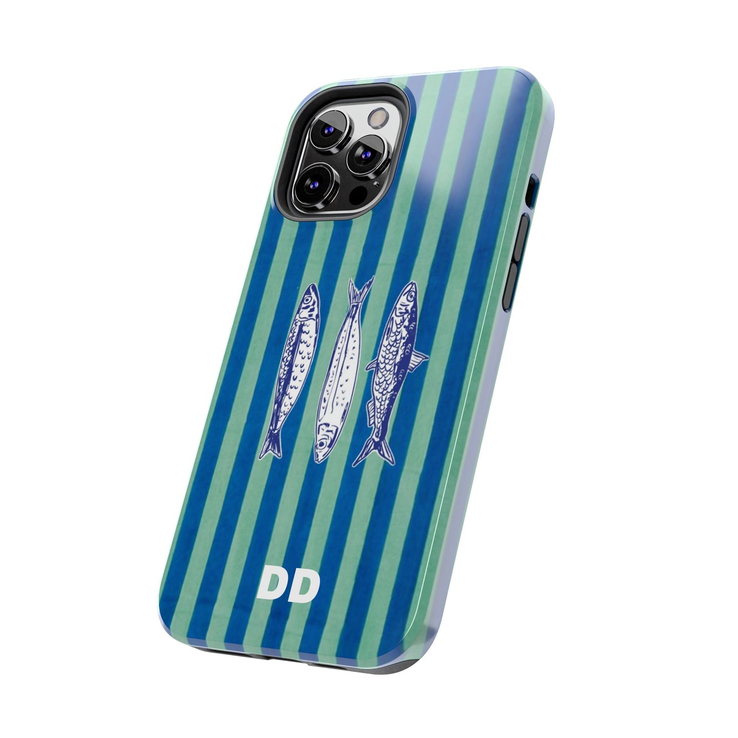 Sardine Phone Case in Turquoise & Blue Stripe