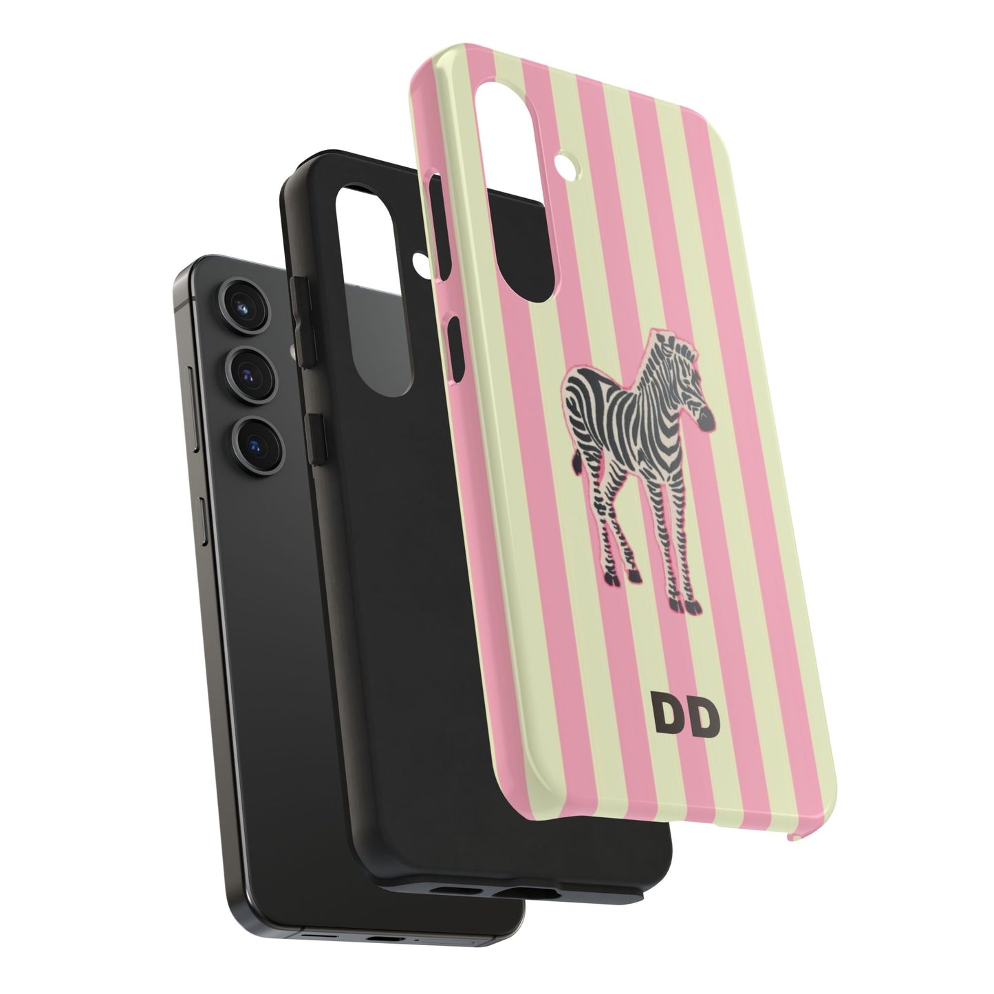 Zebra Phone Case in Pink & Crème Stripe