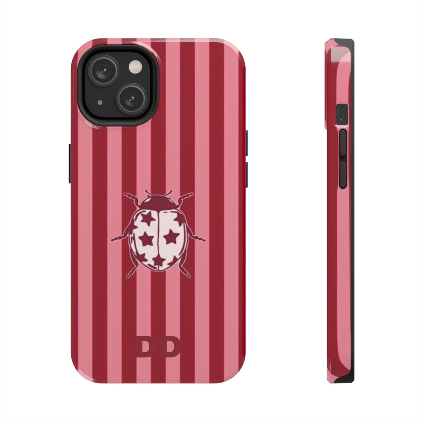 Ladybug Phone Case in Red & Pink Stripe