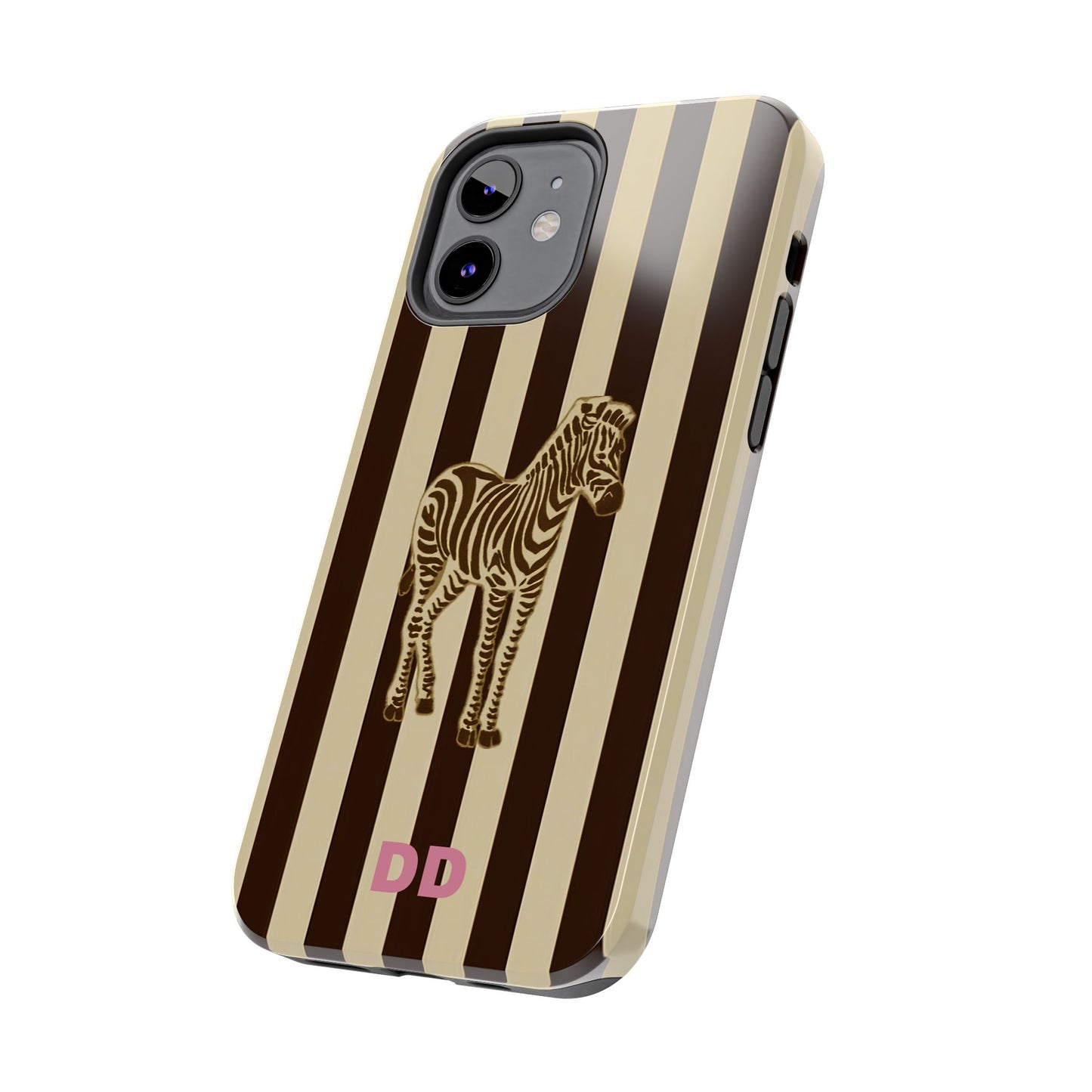 Zebra Phone Case in Charcoal & Crème Stripe