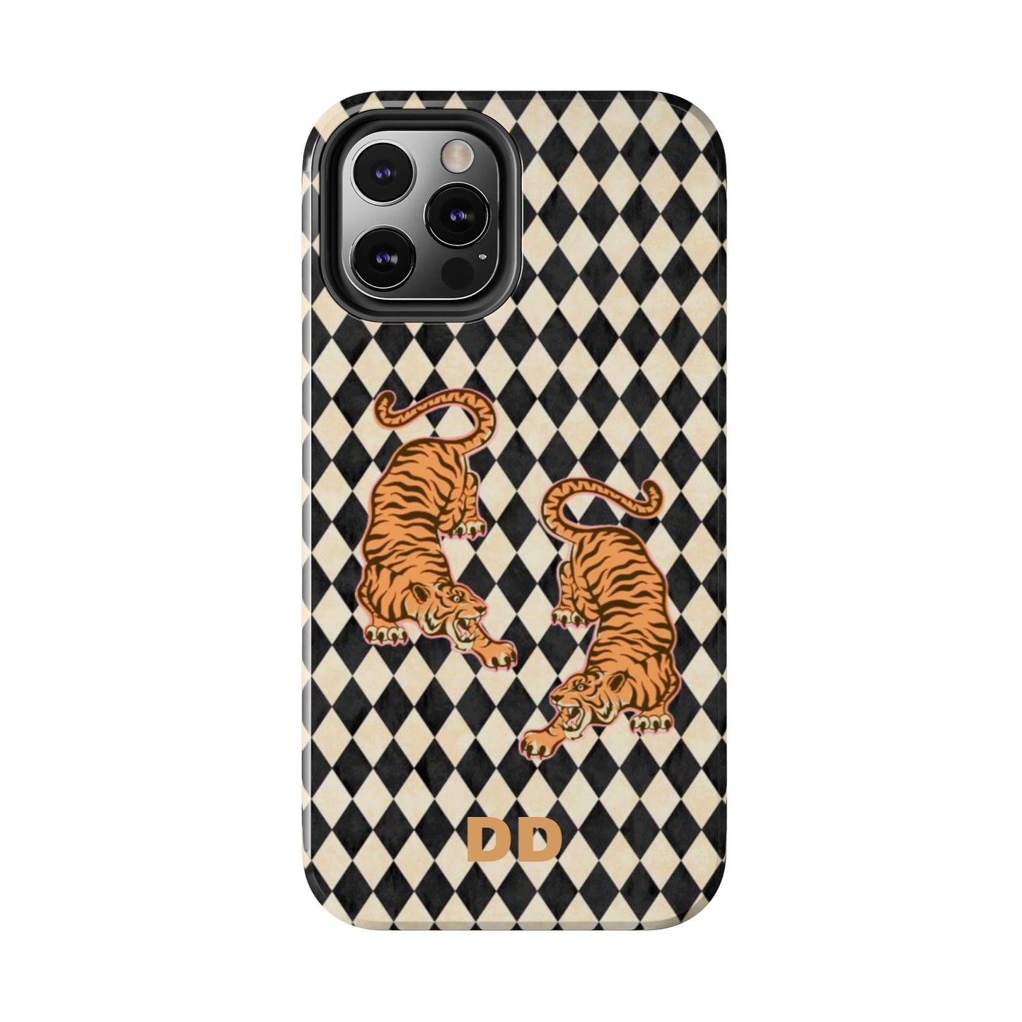 Tigress Phone Case in Black & White Diamonds
