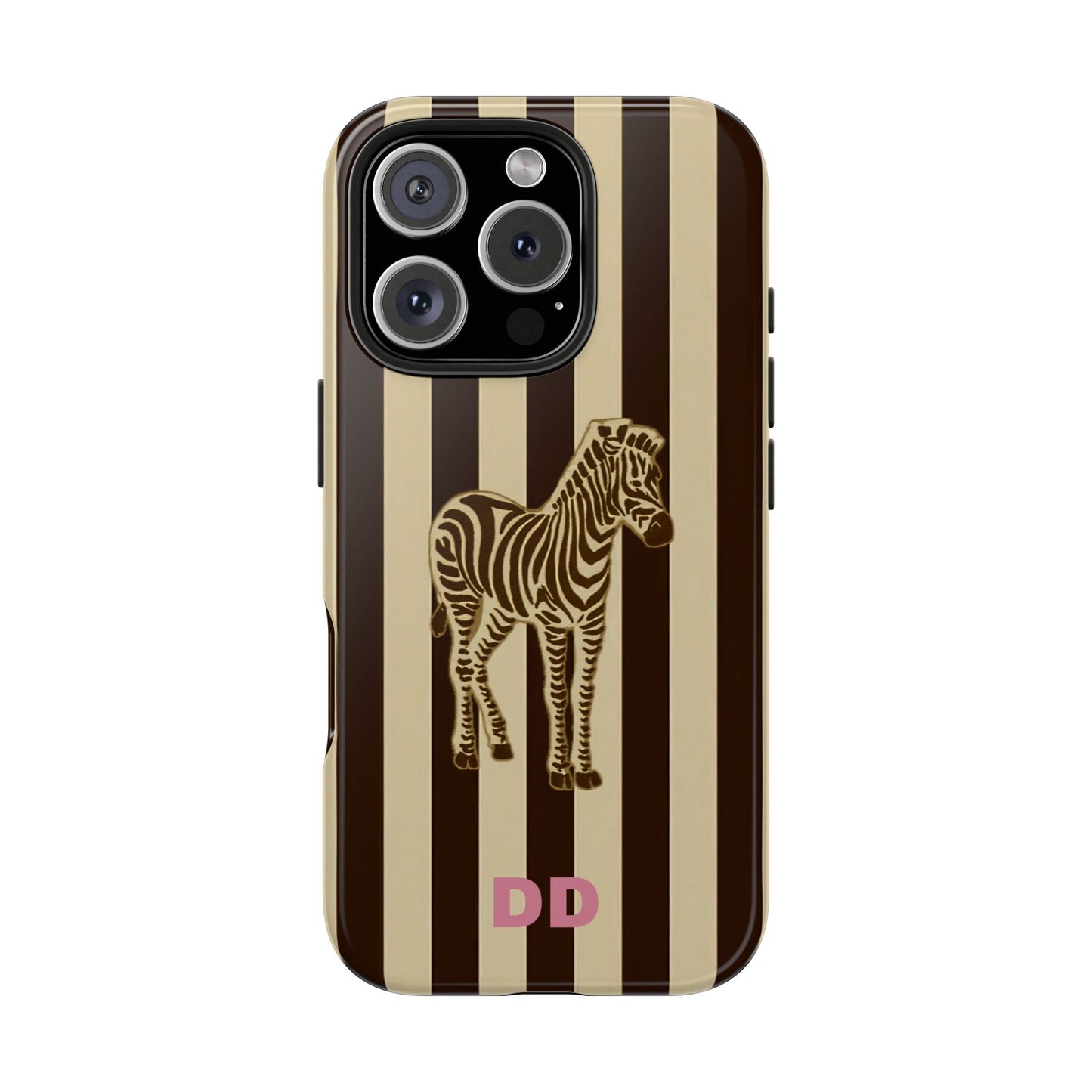 Zebra Phone Case in Charcoal & Crème Stripe