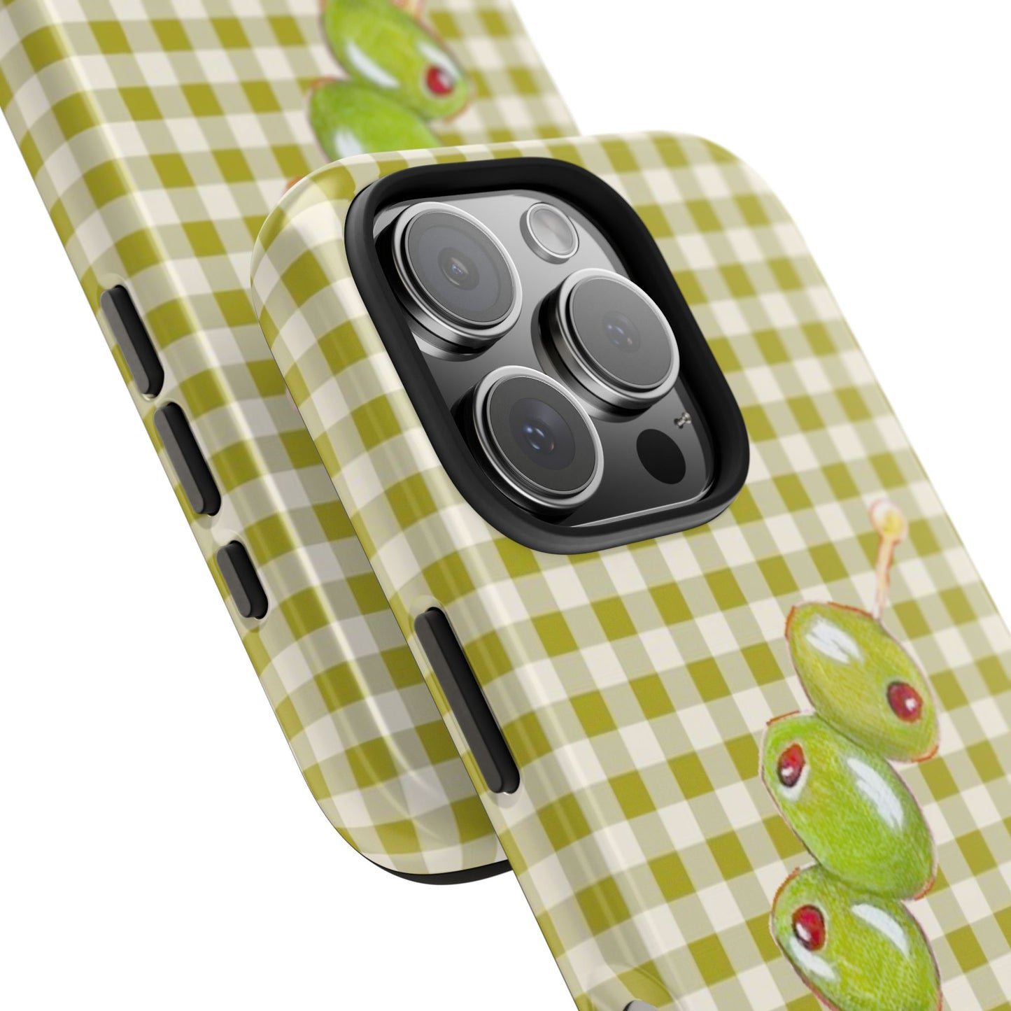 Olive Phone Case in Pear Green Checker