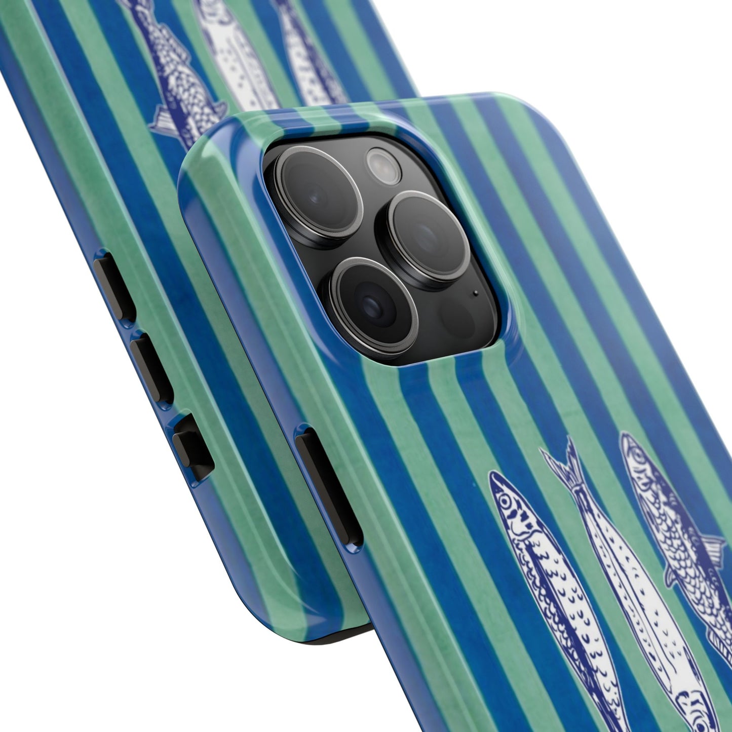 Sardine Phone Case in Turquoise & Blue Stripe