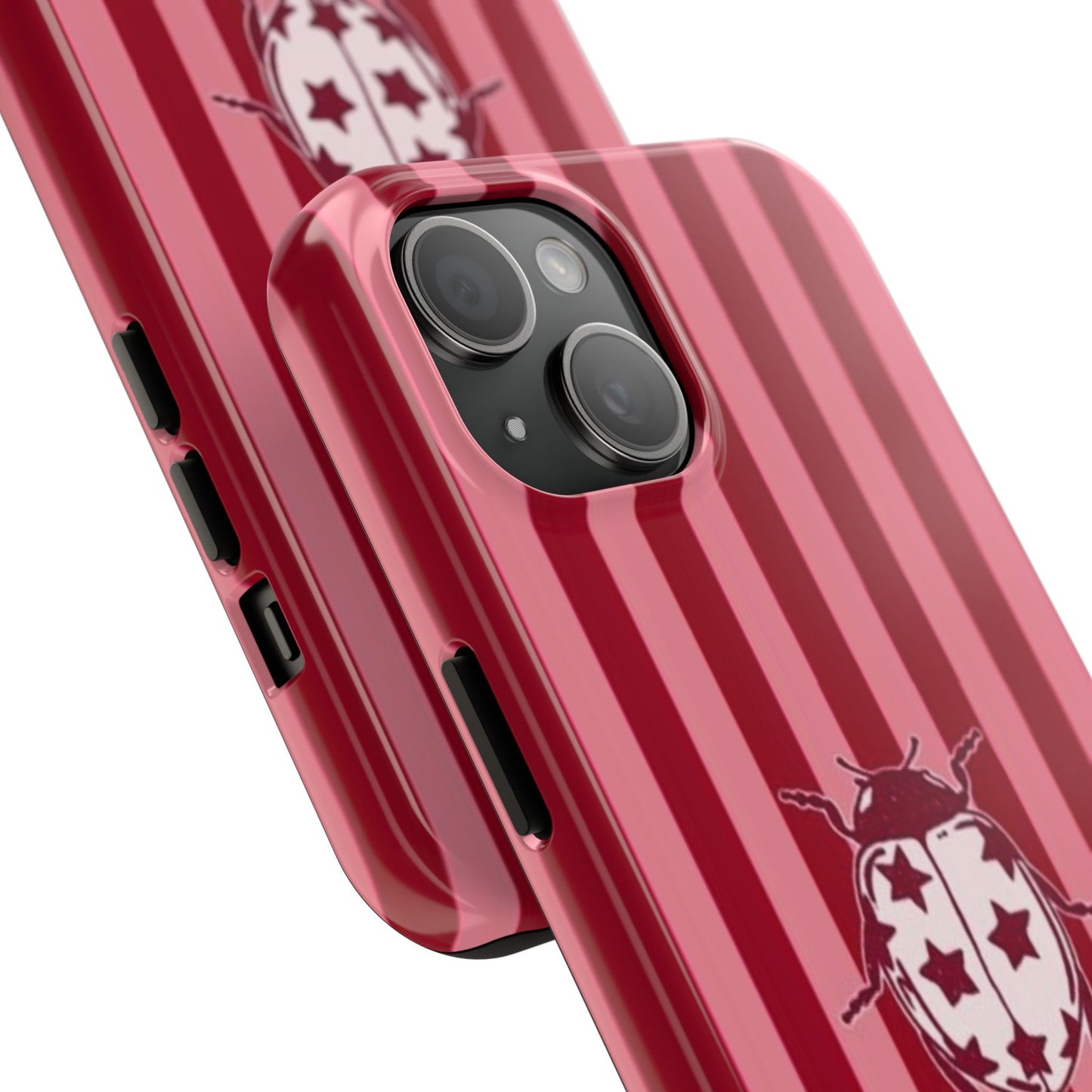 Ladybug Phone Case in Red & Pink Stripe