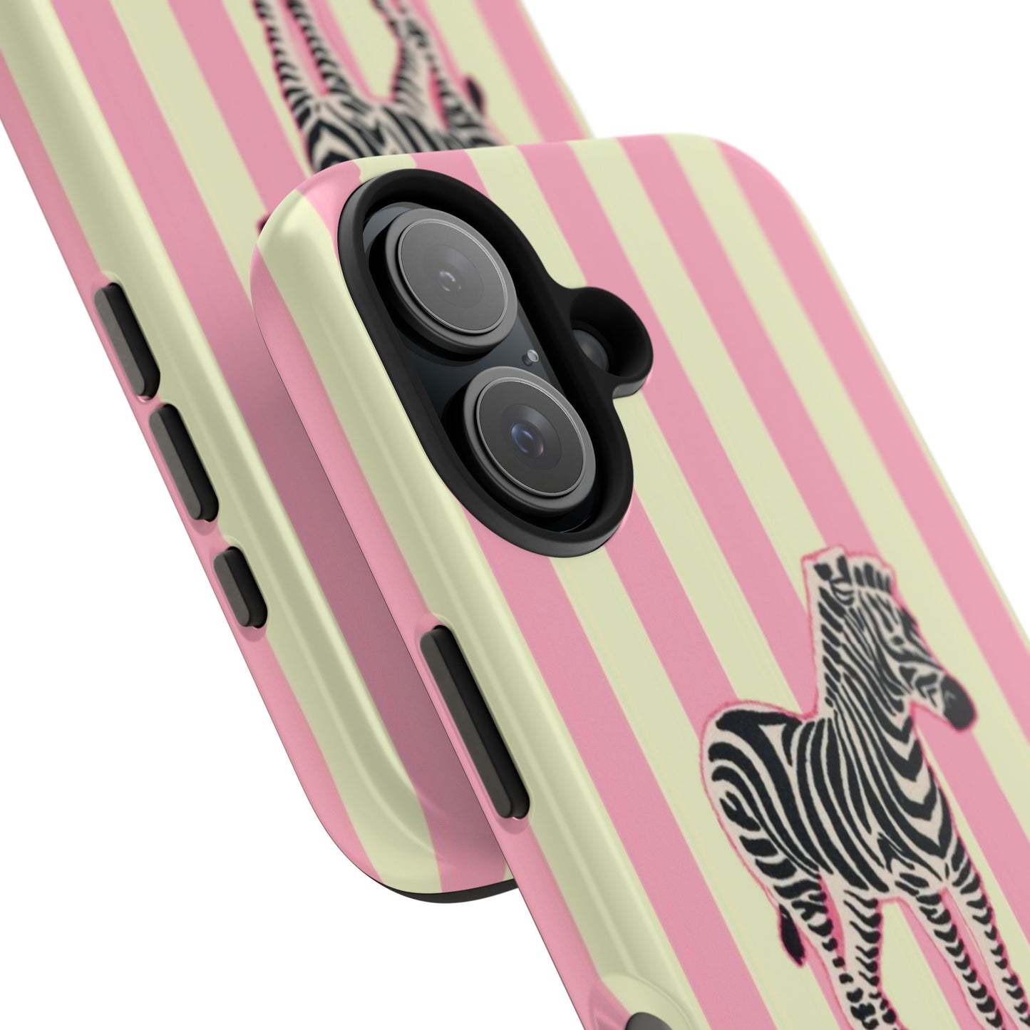 Zebra Phone Case in Pink & Crème Stripe