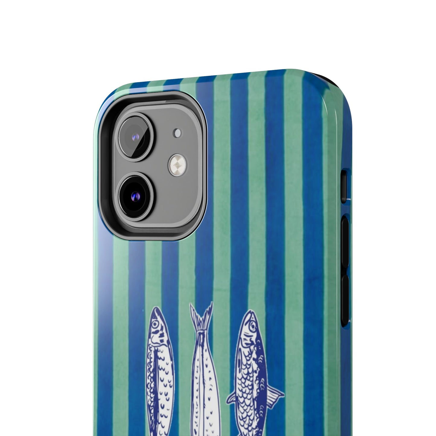 Sardine Phone Case in Turquoise & Blue Stripe