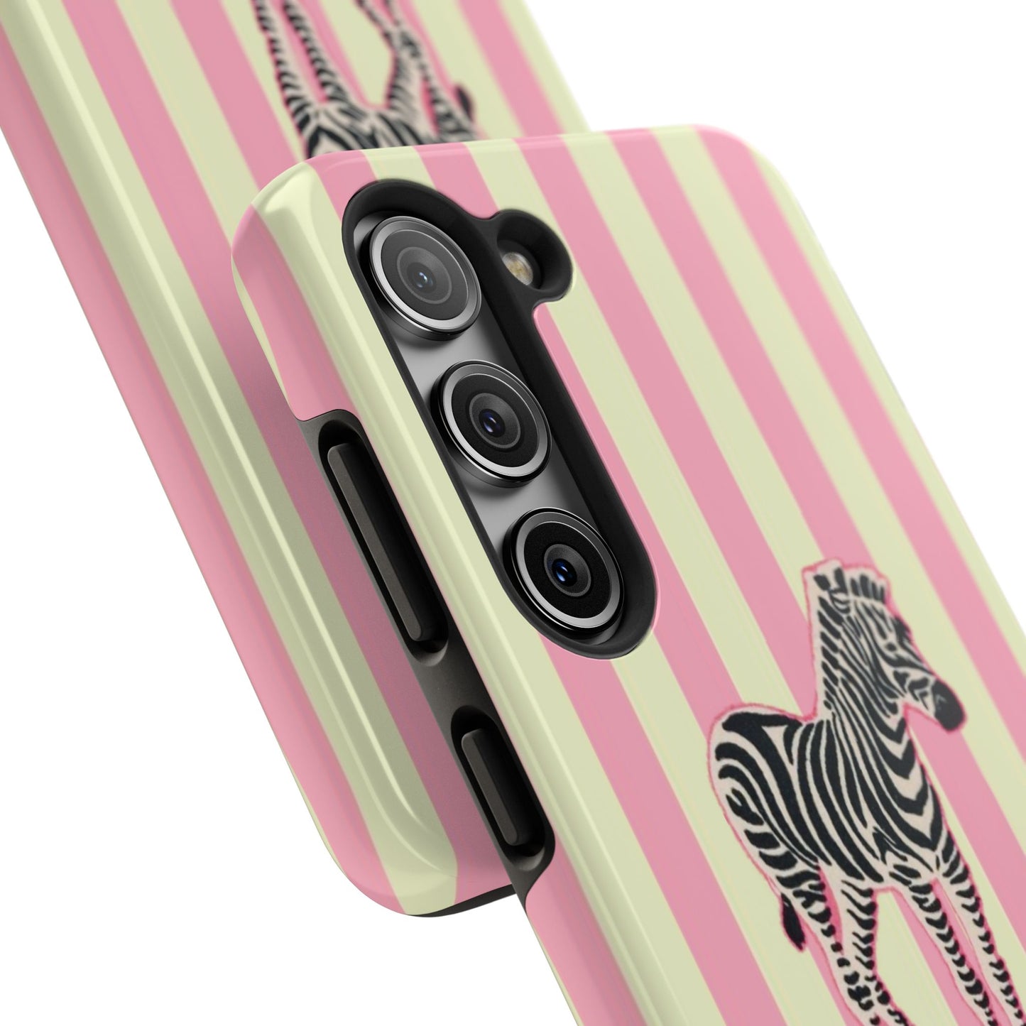 Zebra Phone Case in Pink & Crème Stripe