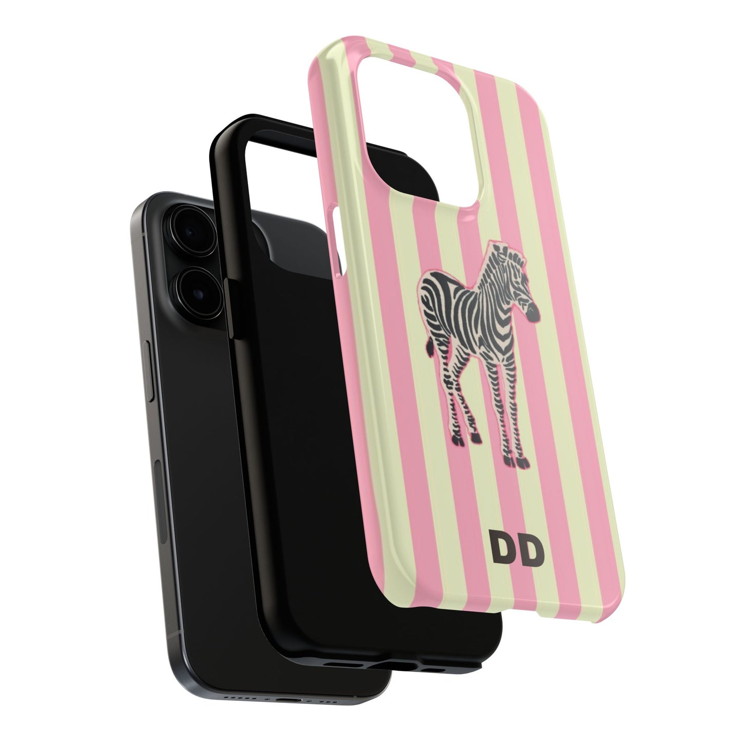 Zebra Phone Case in Pink & Crème Stripe