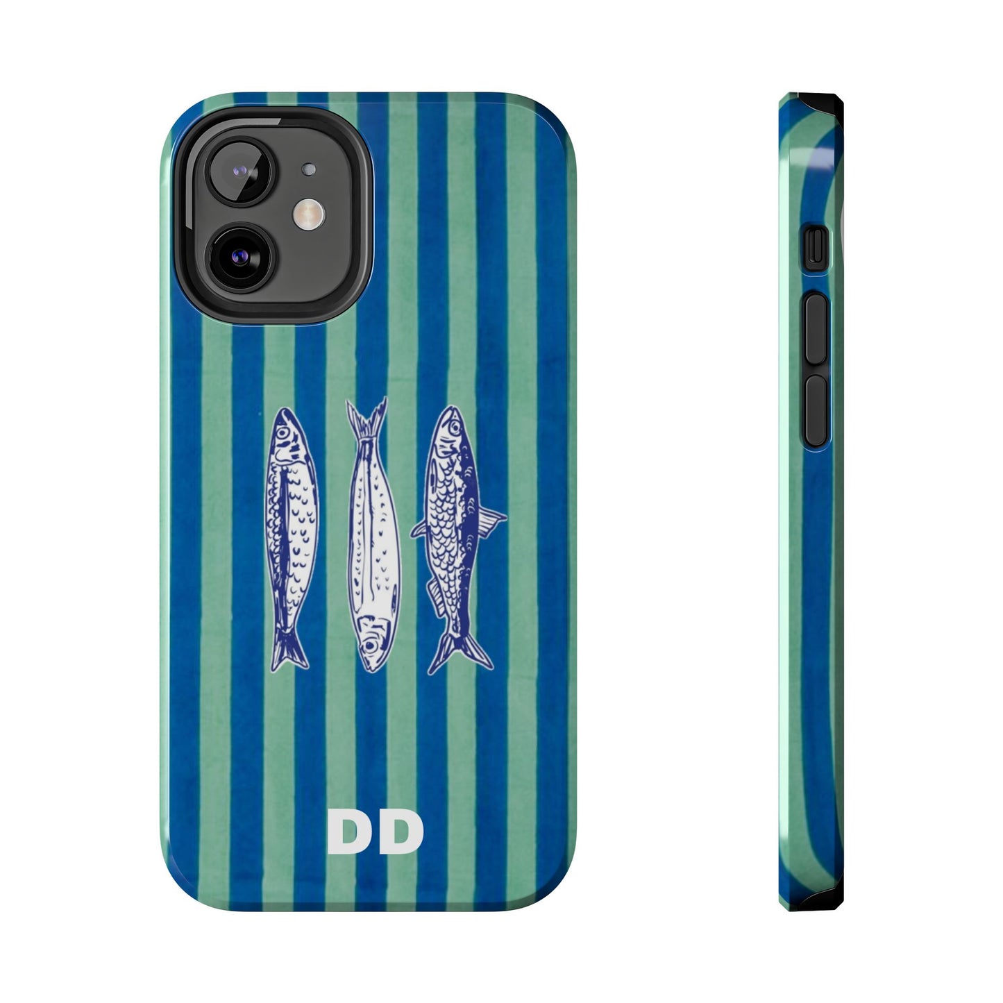 Sardine Phone Case in Turquoise & Blue Stripe