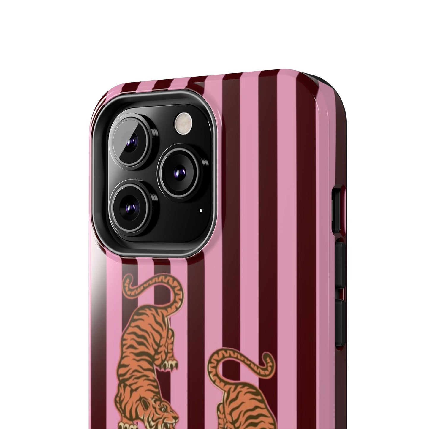 Tigress Phone Case in Burgundy & Pink