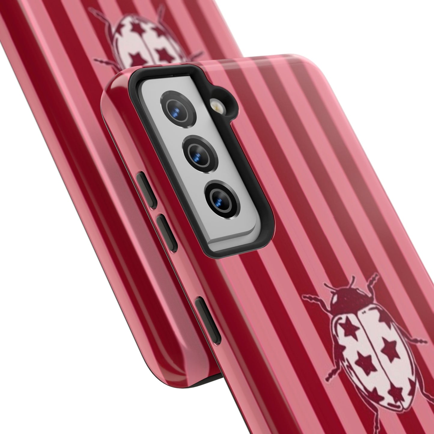 Ladybug Phone Case in Red & Pink Stripe