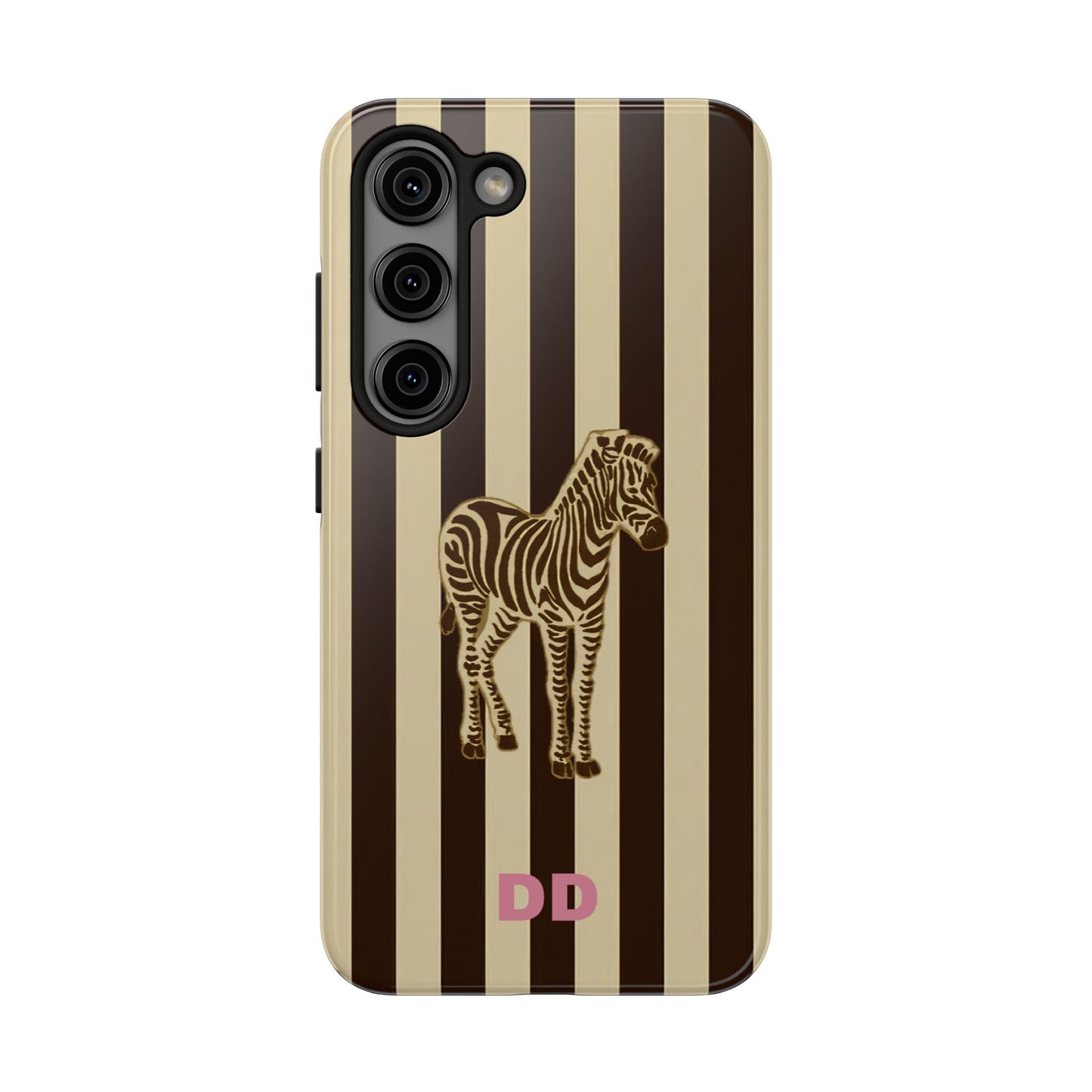Zebra Phone Case in Charcoal & Crème Stripe