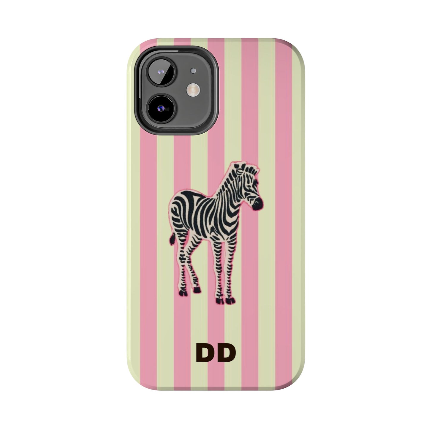 Zebra Phone Case in Pink & Crème Stripe