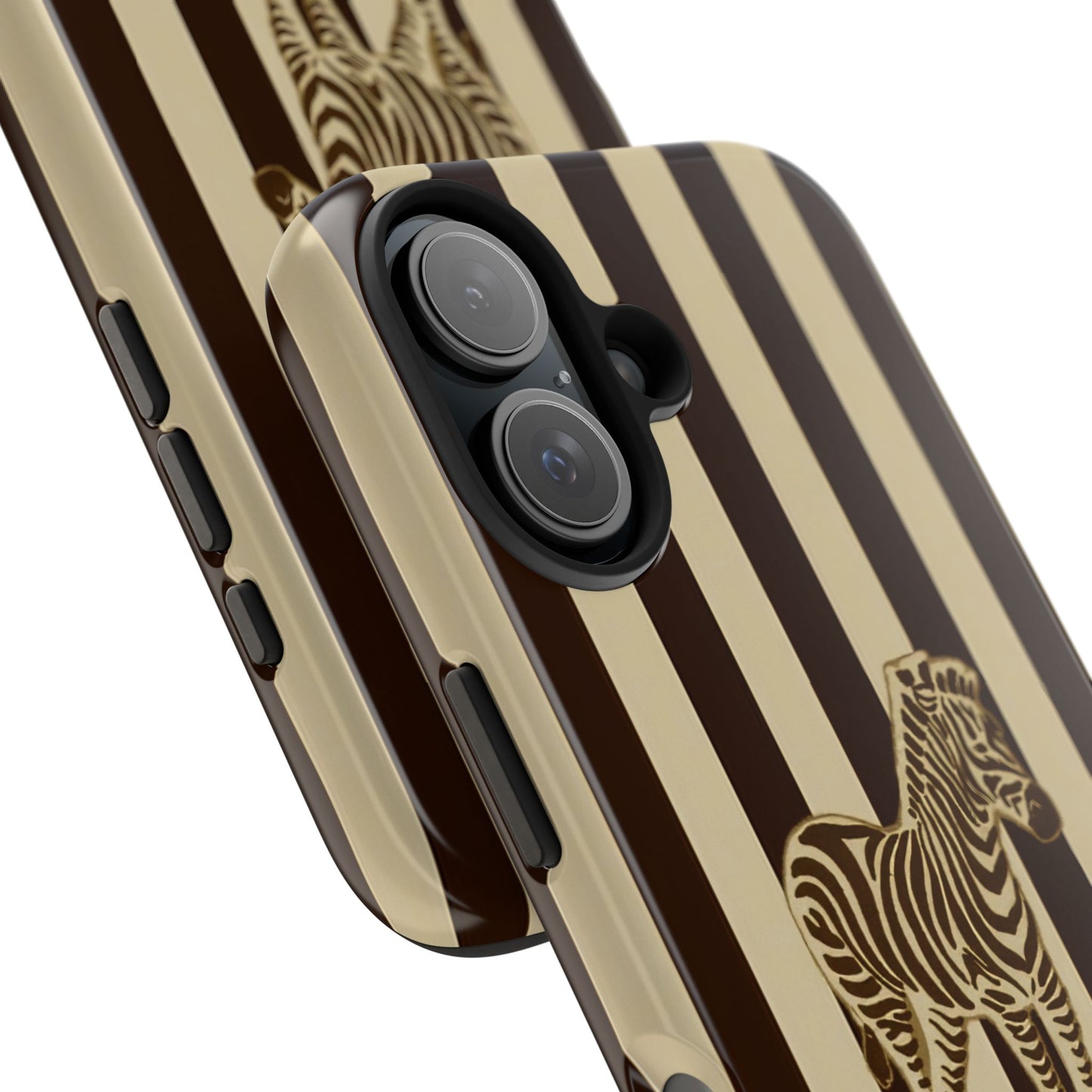 Zebra Phone Case in Chestnut & Crème Stripe