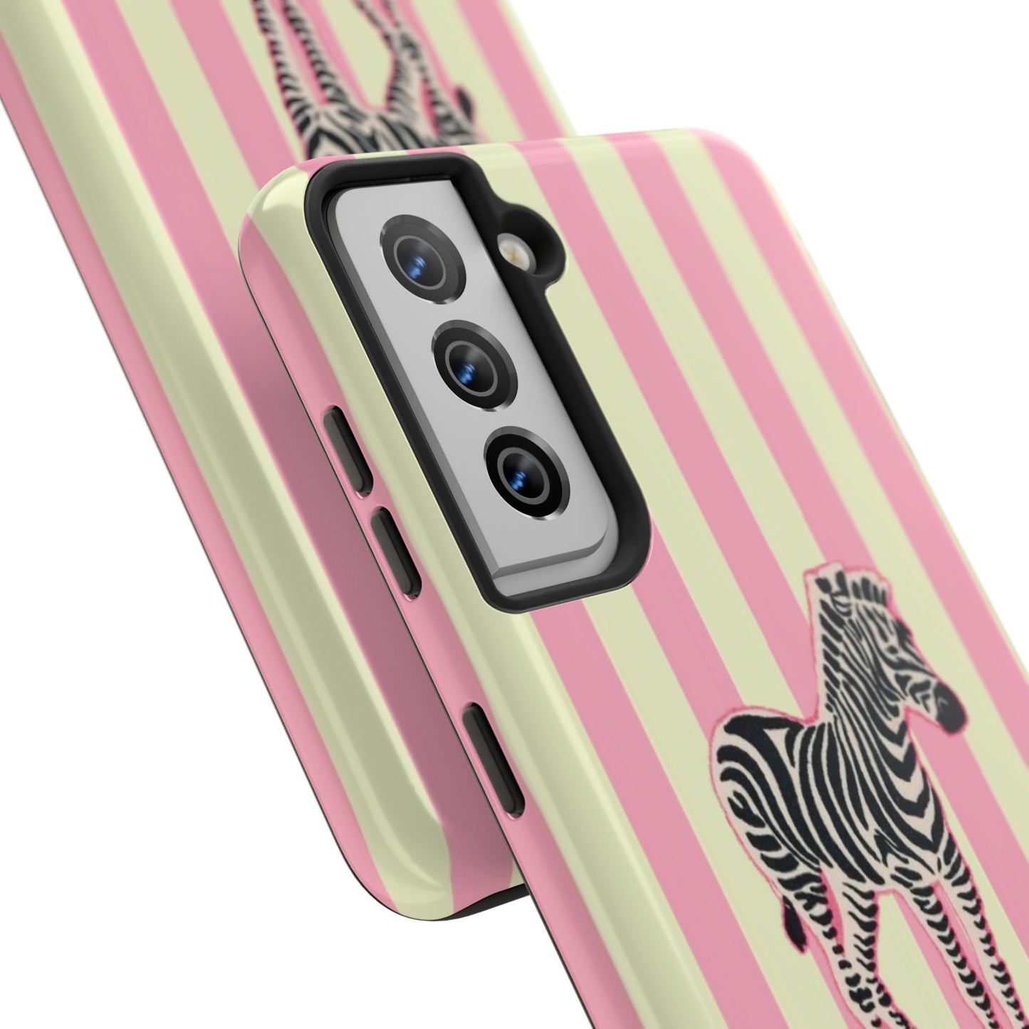Zebra Phone Case in Pink & Crème Stripe
