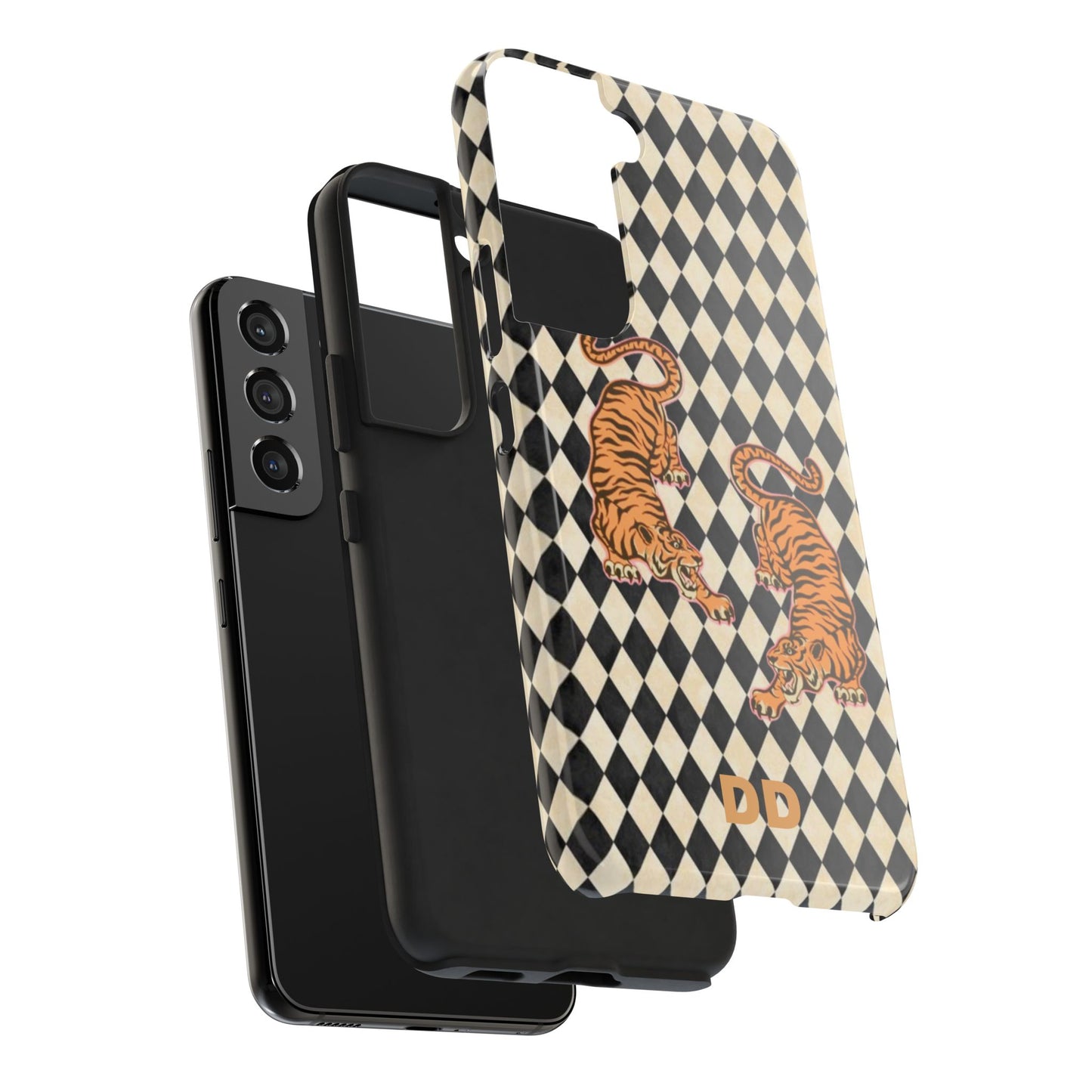 Tigress Phone Case in Black & White Diamonds