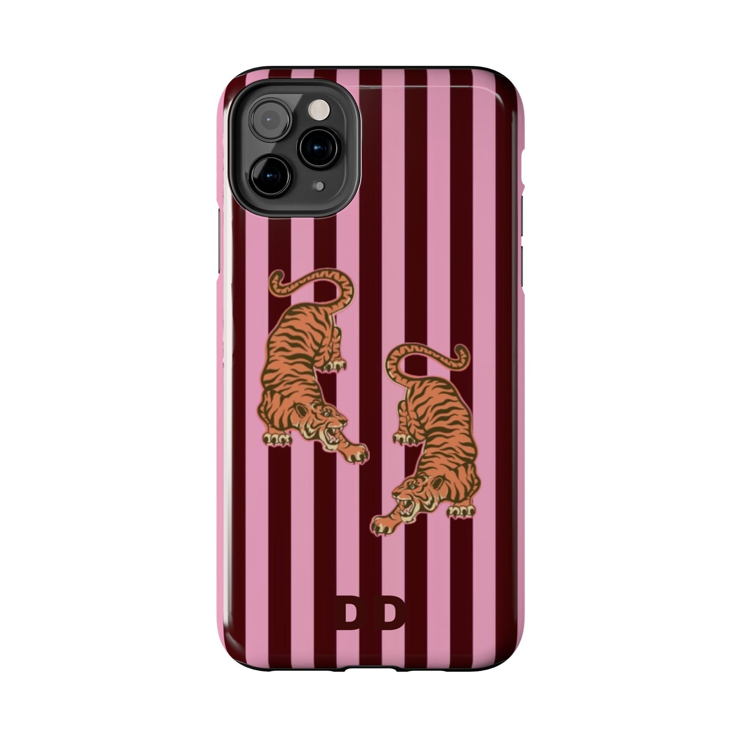 Tigress Phone Case in Burgundy & Pink
