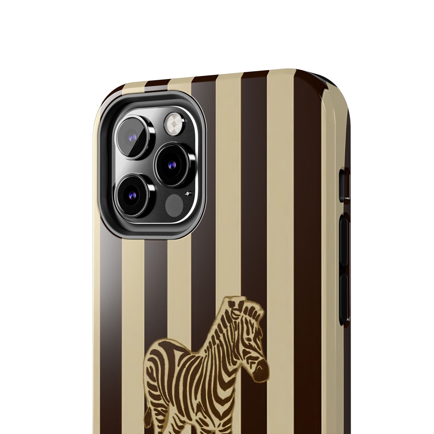Zebra Phone Case in Charcoal & Crème Stripe