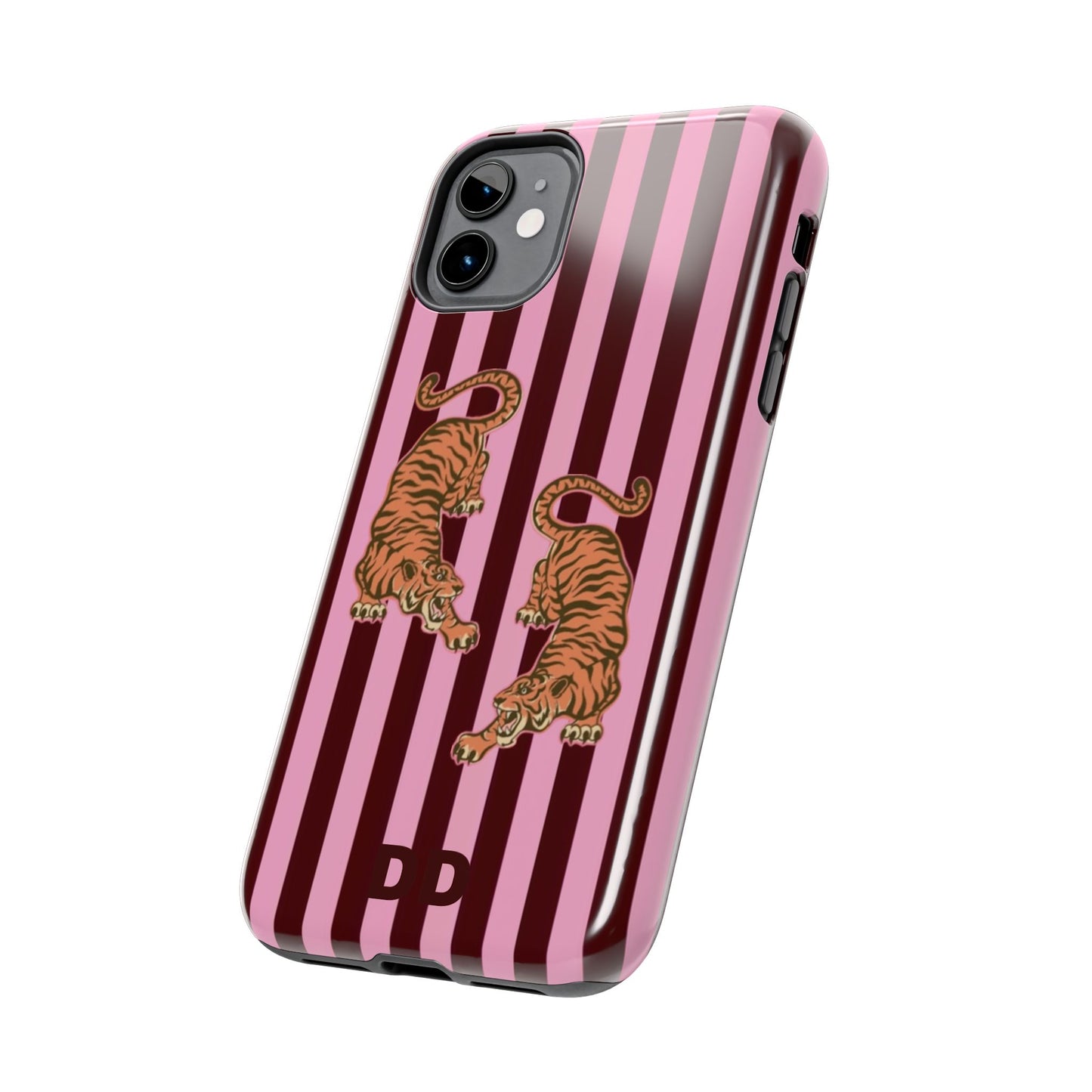 Tigress Phone Case in Burgundy & Pink