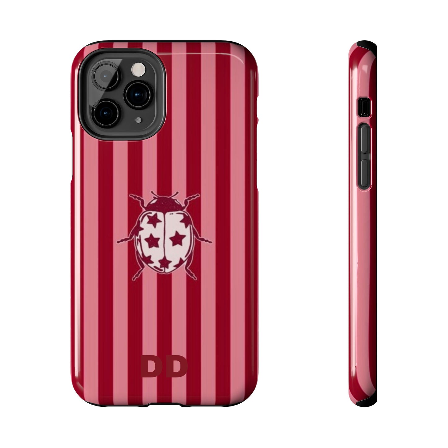 Ladybug Phone Case in Red & Pink Stripe