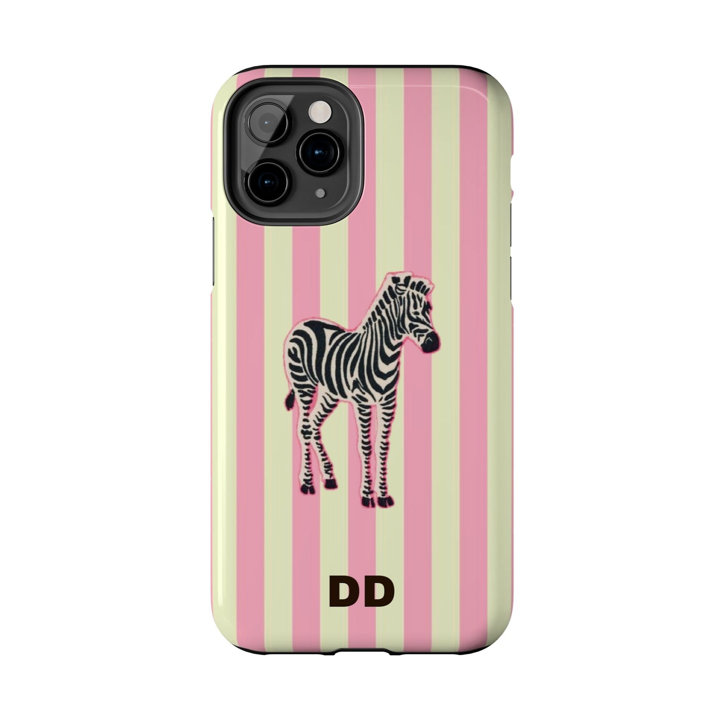 Zebra Phone Case in Pink & Crème Stripe