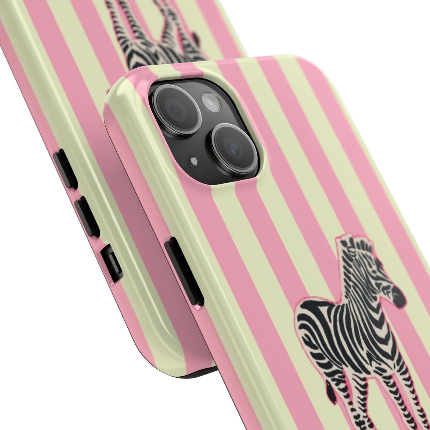 Zebra Phone Case in Pink & Crème Stripe