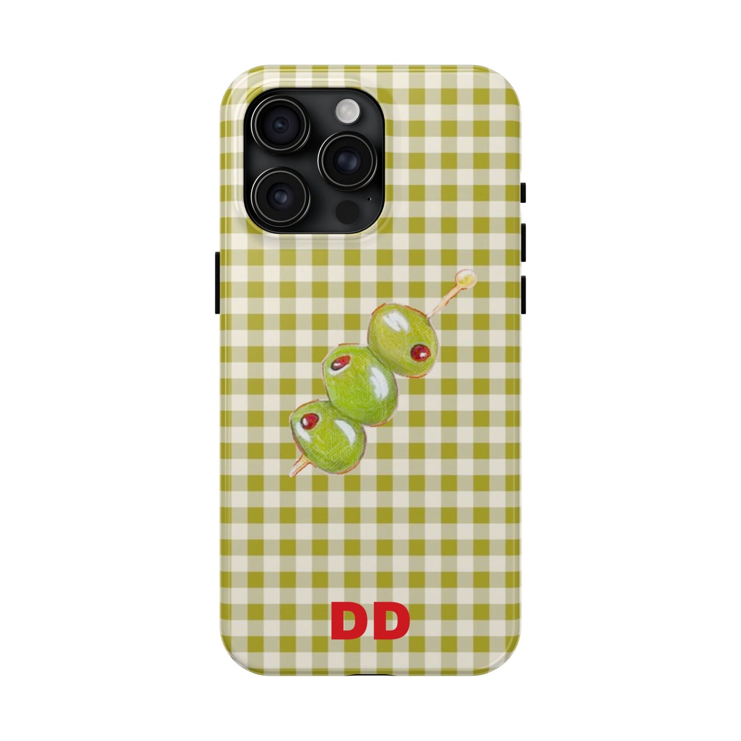Olive Phone Case in Pear Green Checker