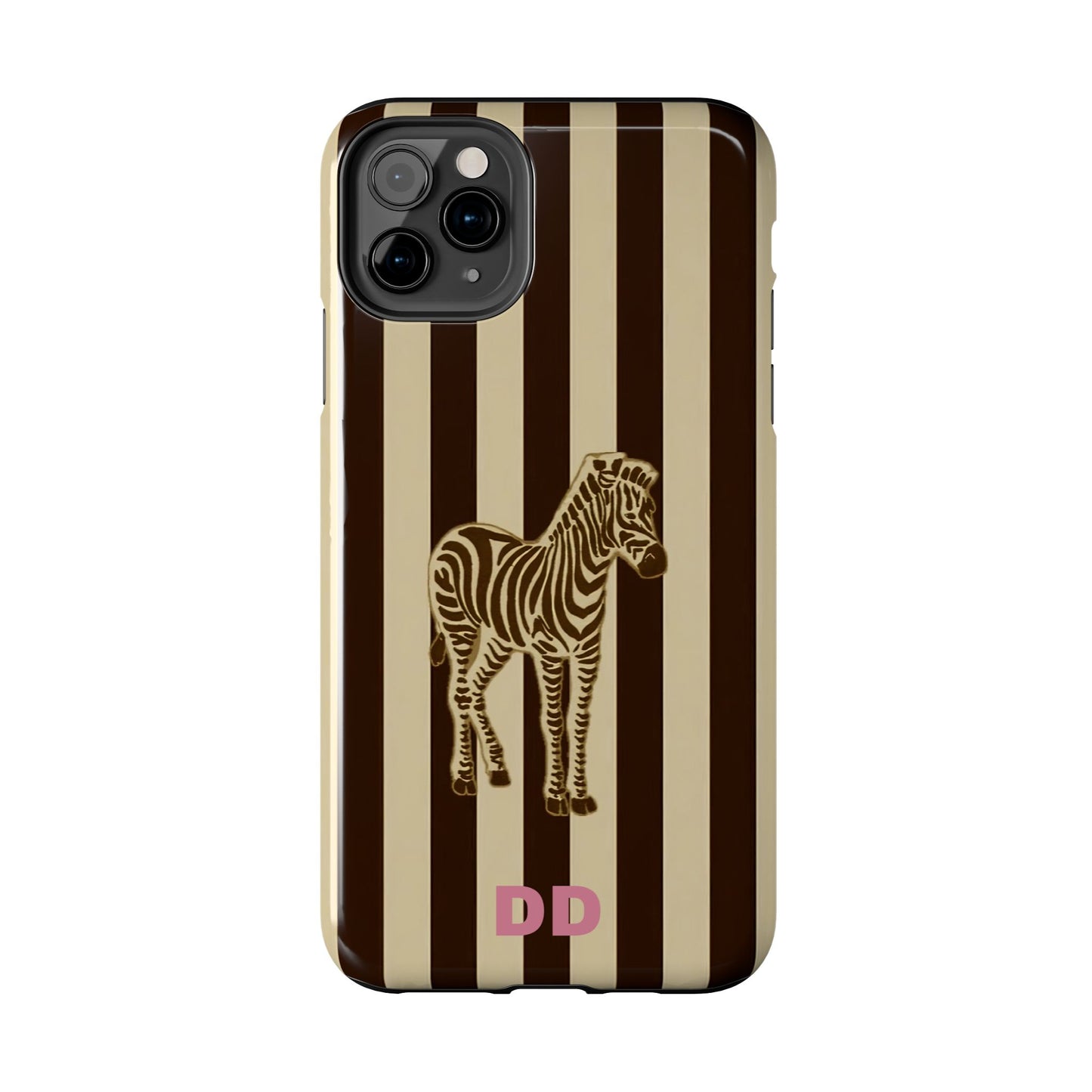 Zebra Phone Case in Chestnut & Crème Stripe