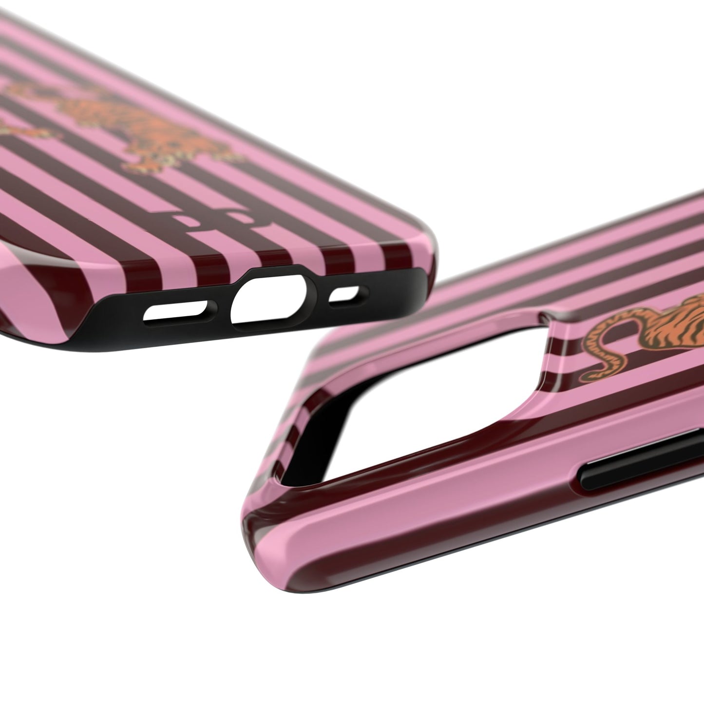 Tigress Phone Case in Burgundy & Pink