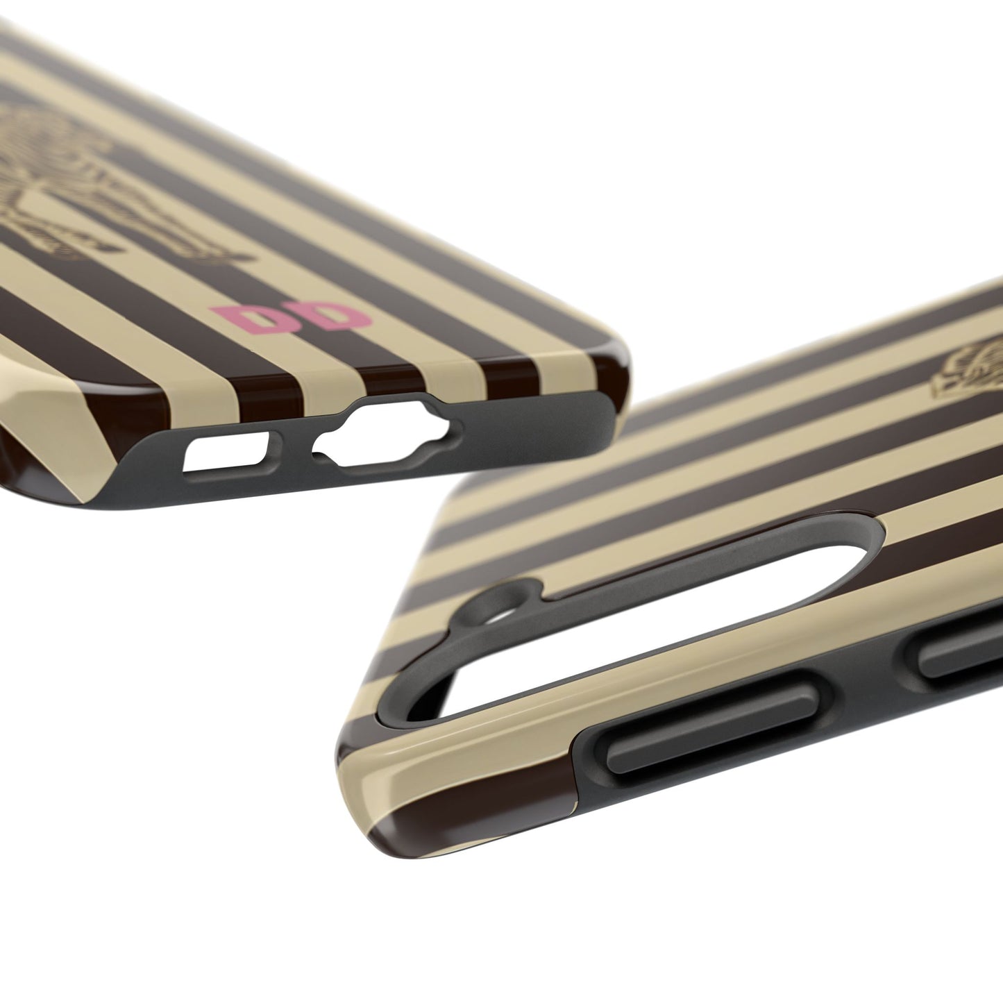 Zebra Phone Case in Chestnut & Crème Stripe