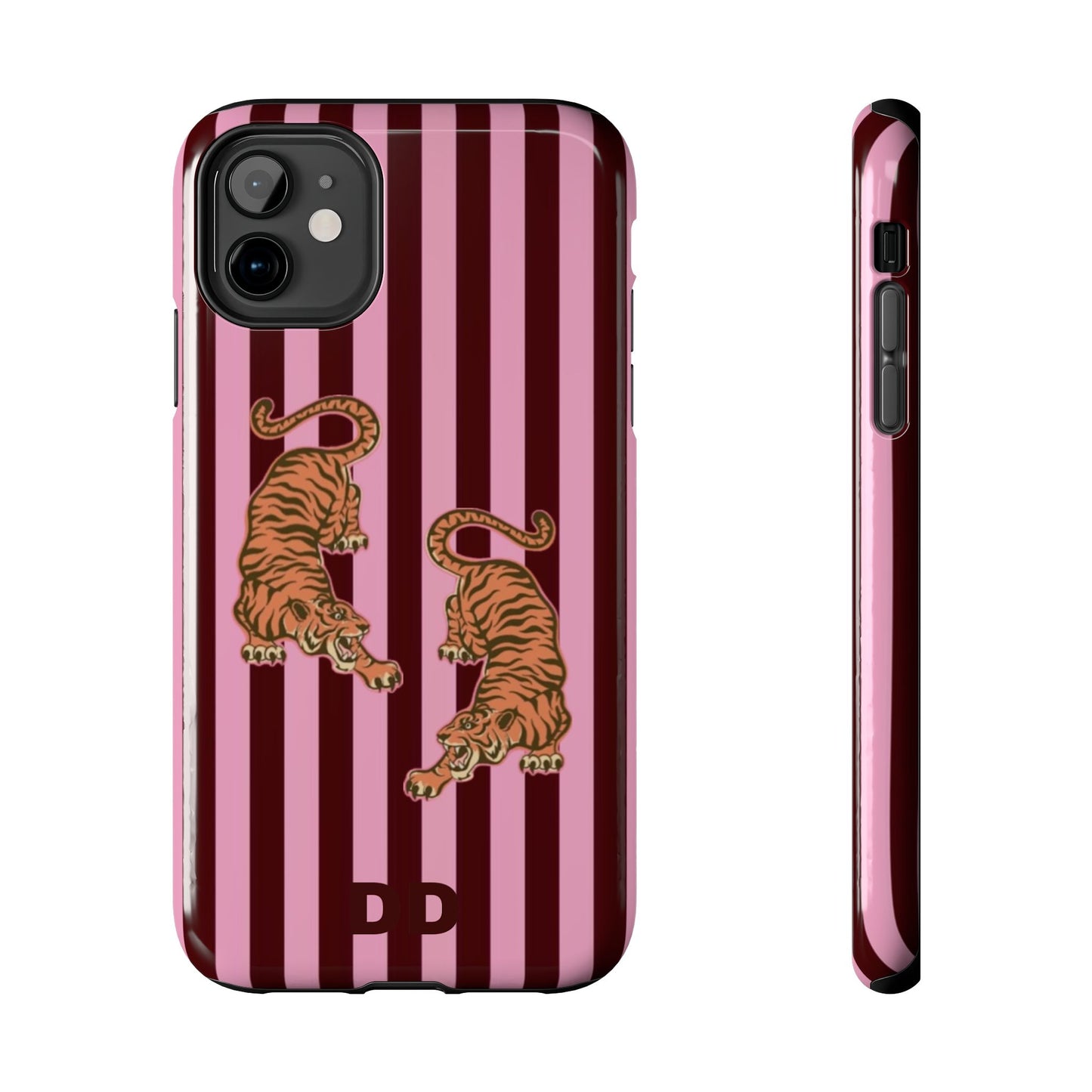 Tigress Phone Case in Burgundy & Pink