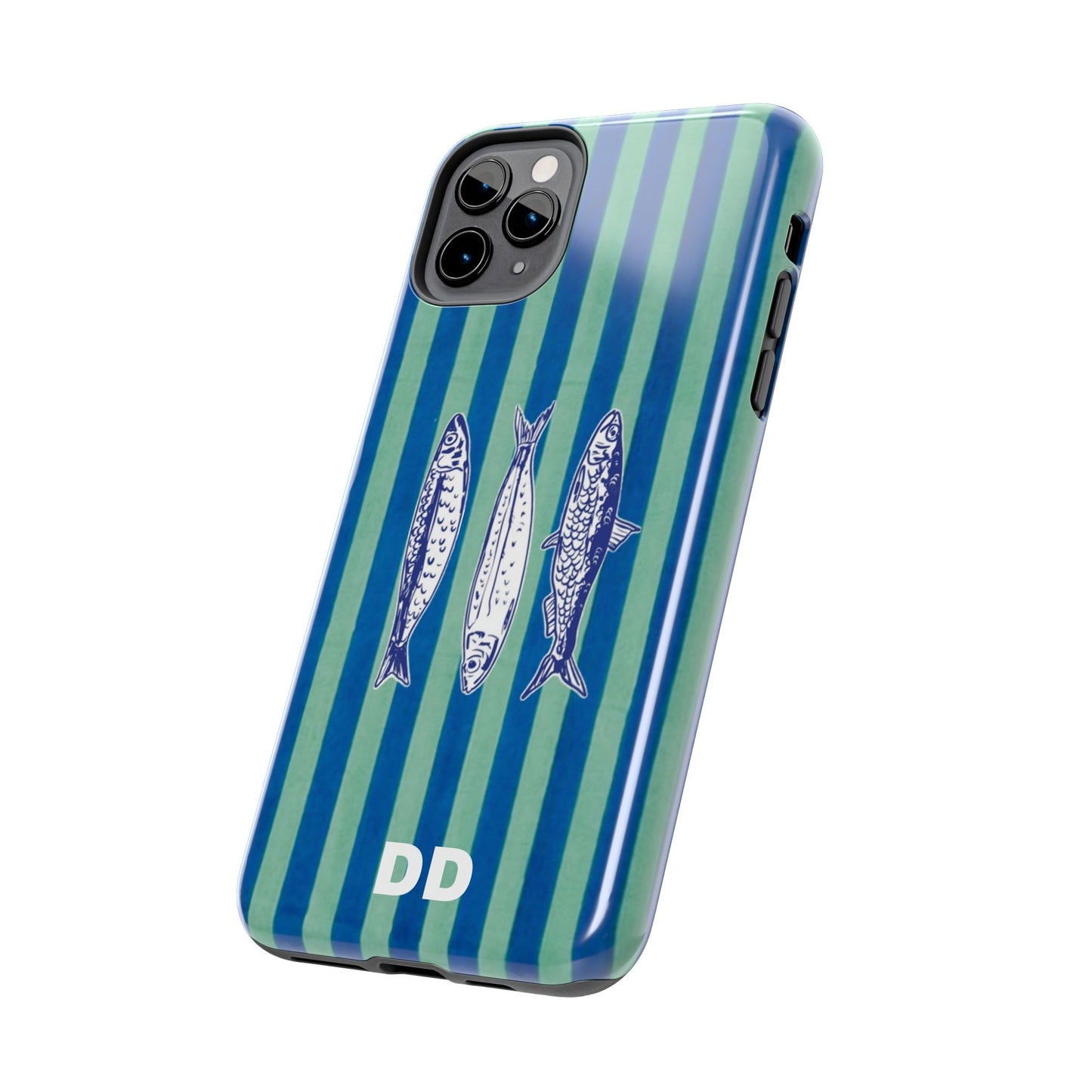 Sardine Phone Case in Turquoise & Blue Stripe