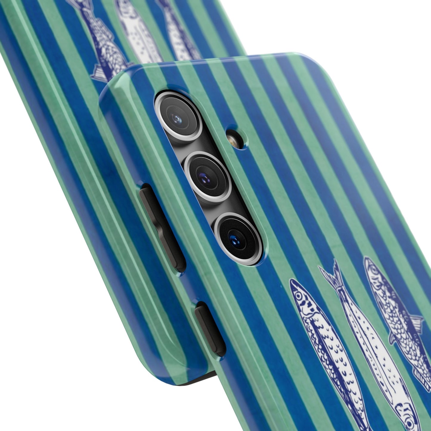 Sardine Phone Case in Turquoise & Blue Stripe