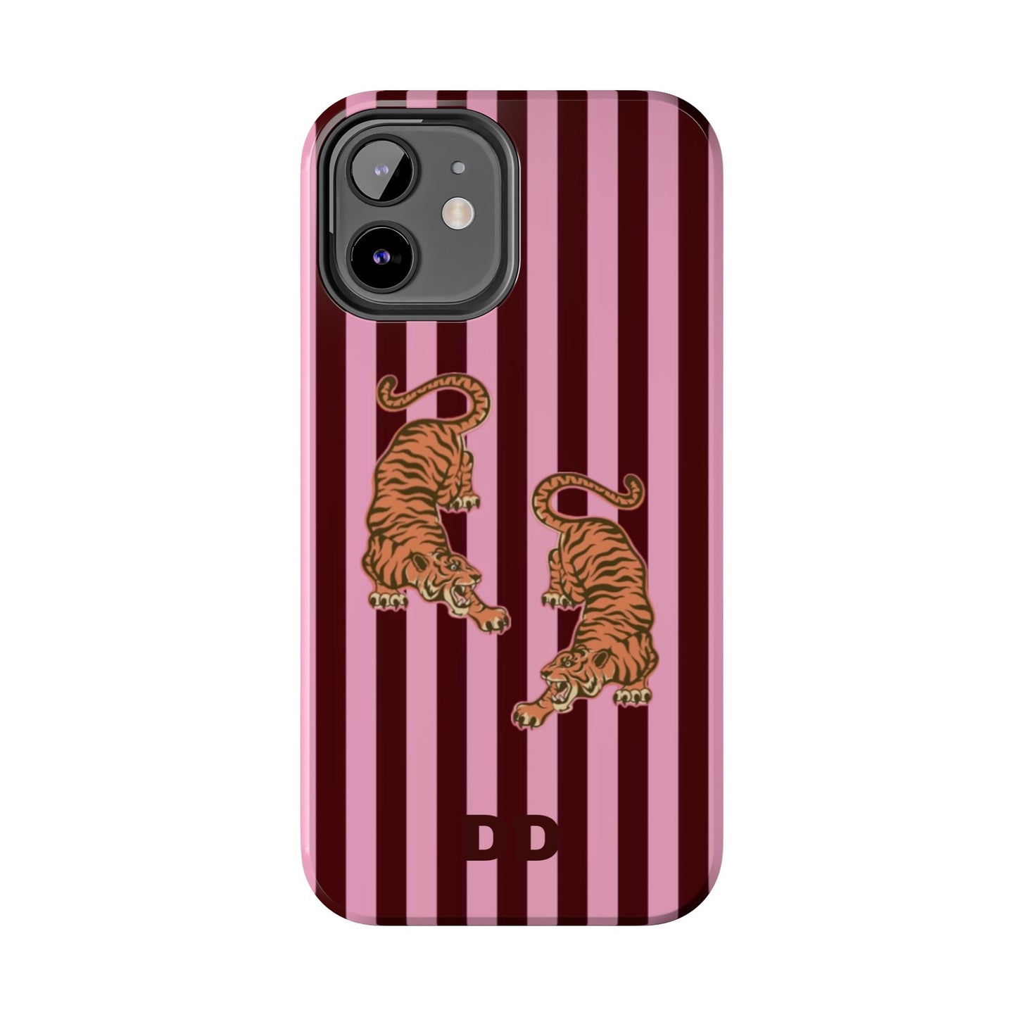 Tigress Phone Case in Burgundy & Pink