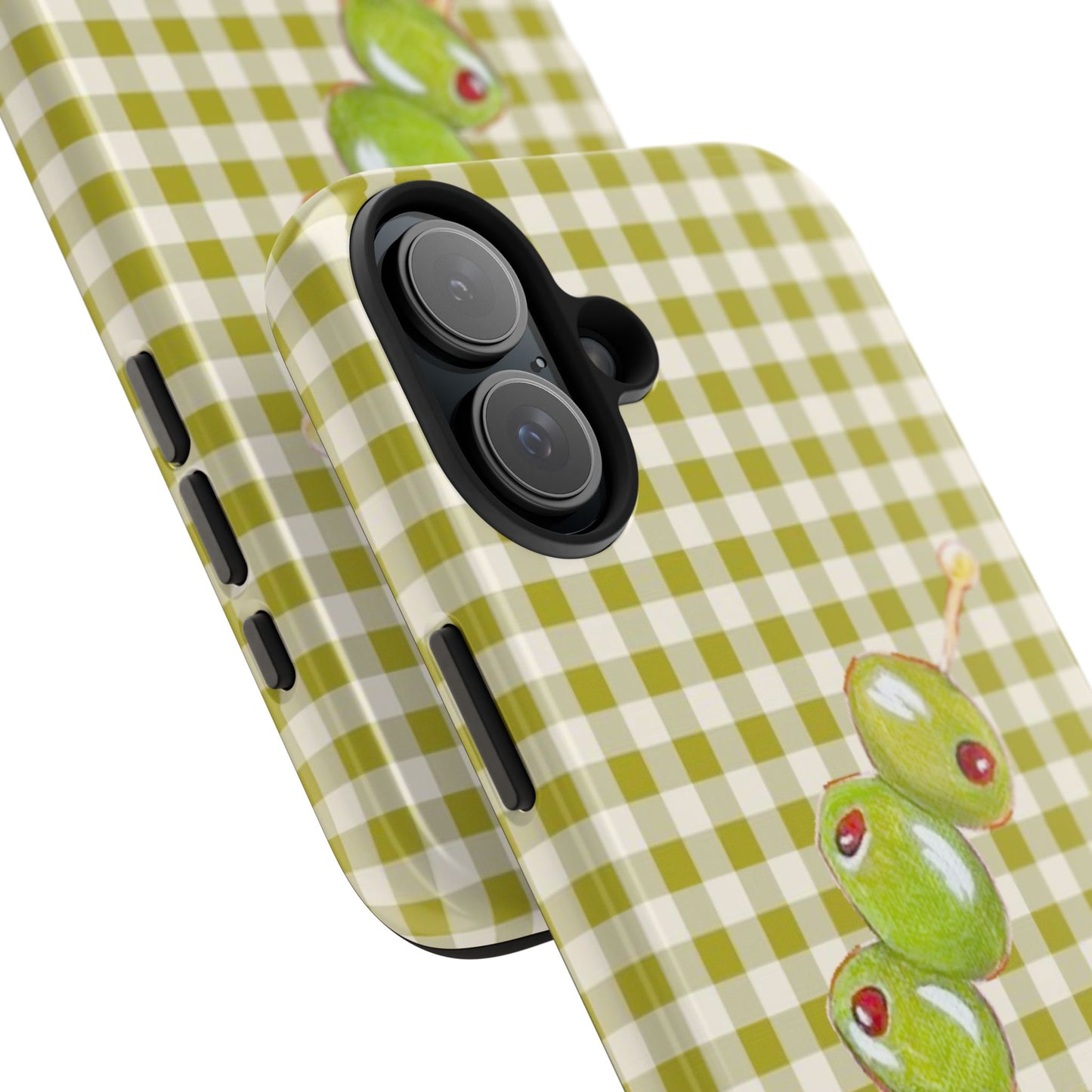 Olive Phone Case in Pear Green Checker