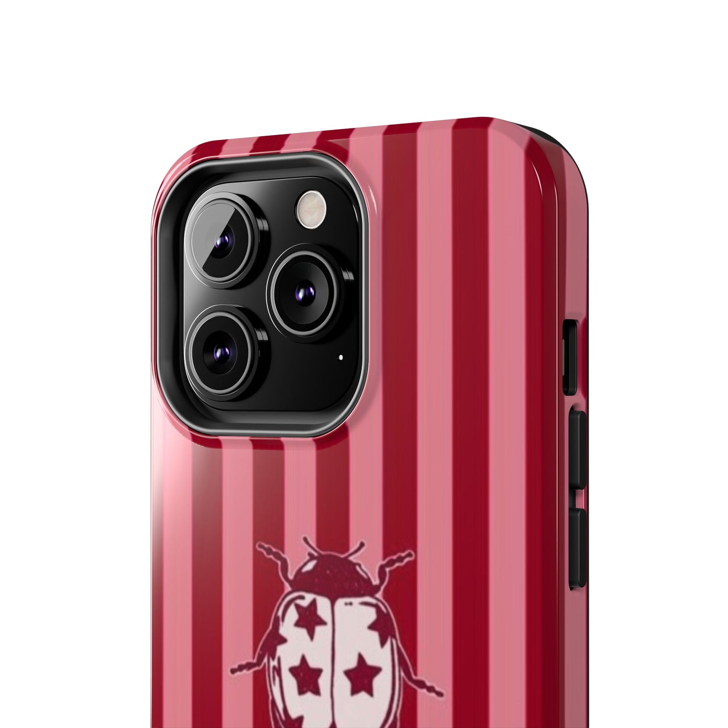Ladybug Phone Case in Red & Pink Stripe