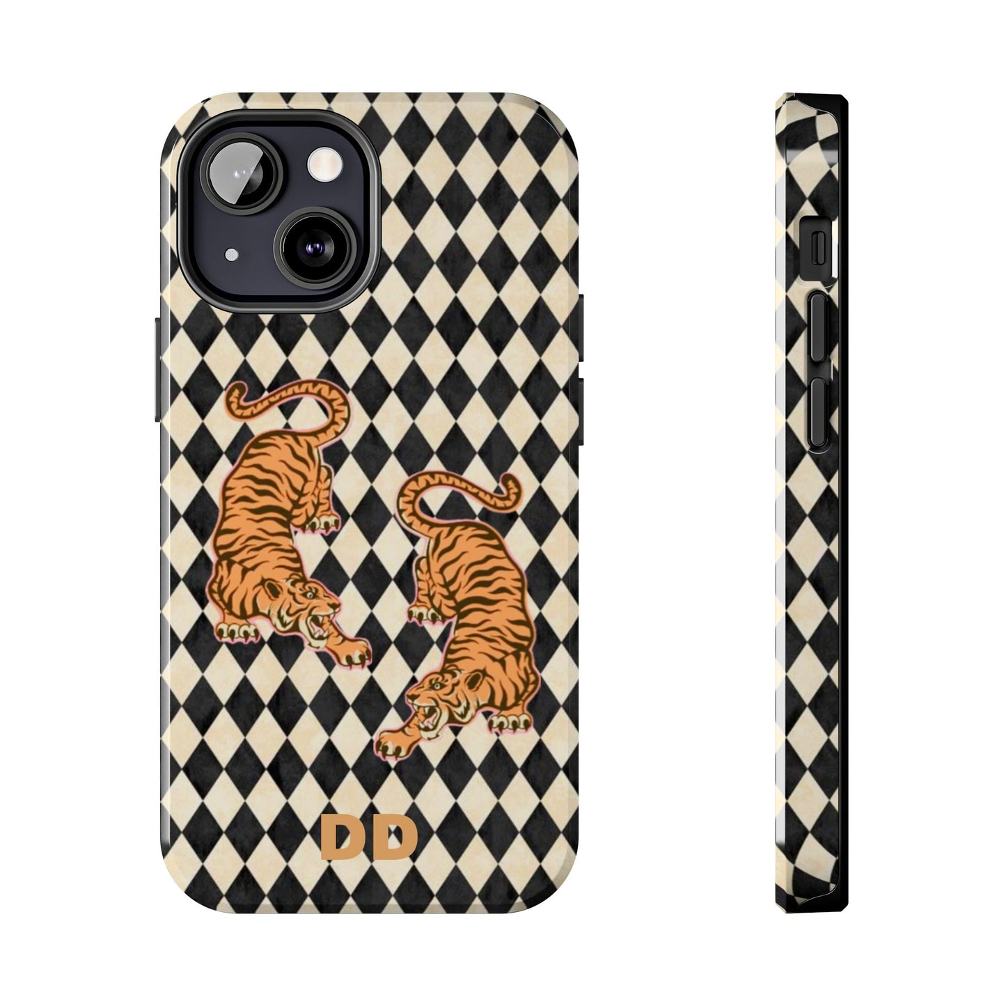 Tigress Phone Case in Black & White Diamonds