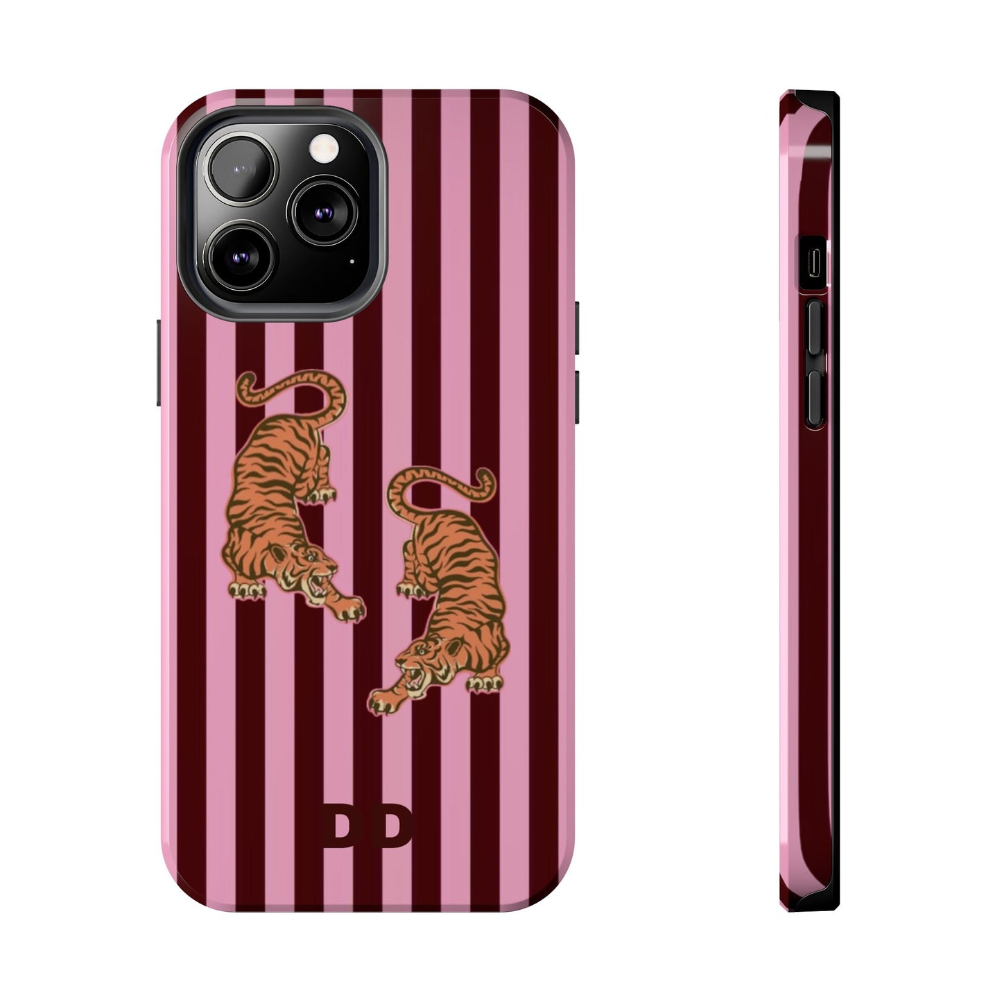 Tigress Phone Case in Burgundy & Pink
