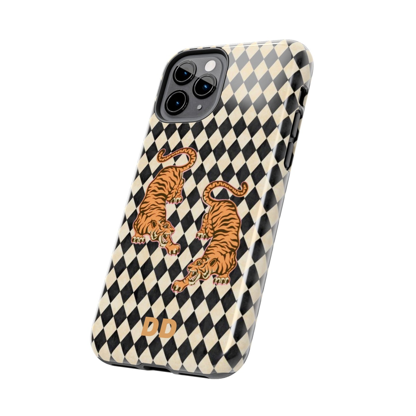 Tigress Phone Case in Black & White Diamonds