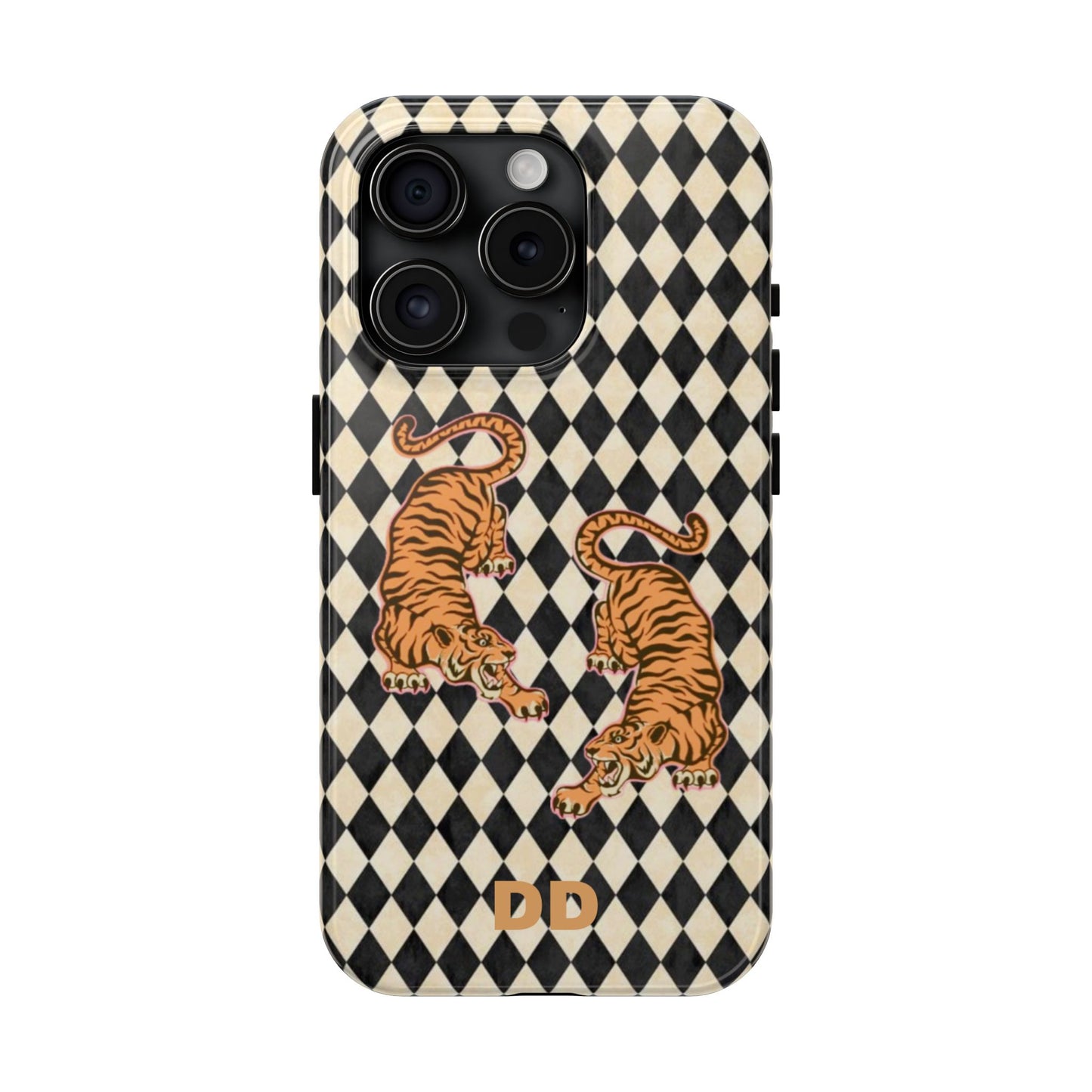 Tigress Phone Case in Black & White Diamonds