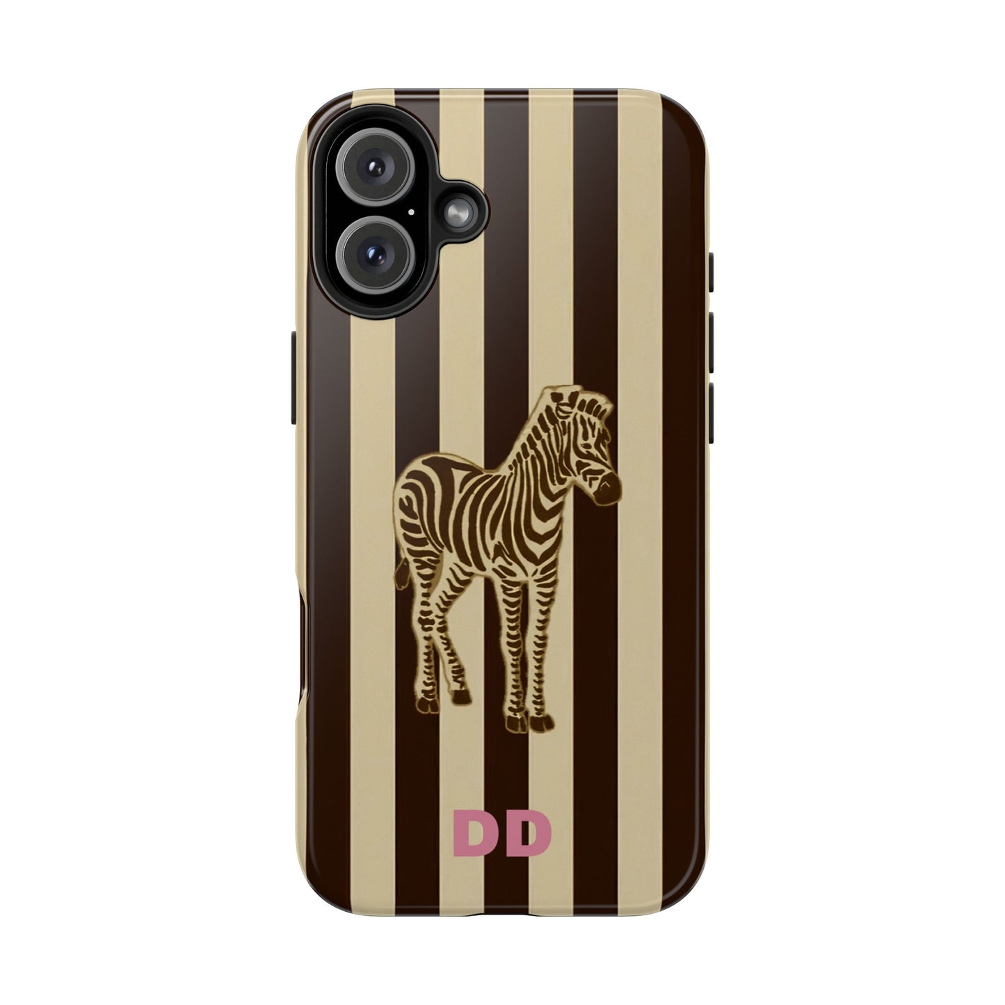 Zebra Phone Case in Charcoal & Crème Stripe