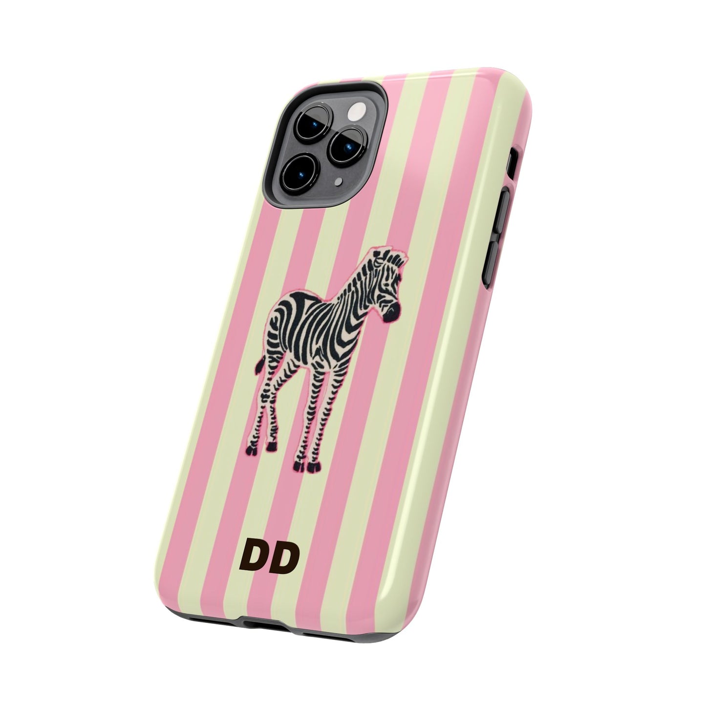 Zebra Phone Case in Pink & Crème Stripe