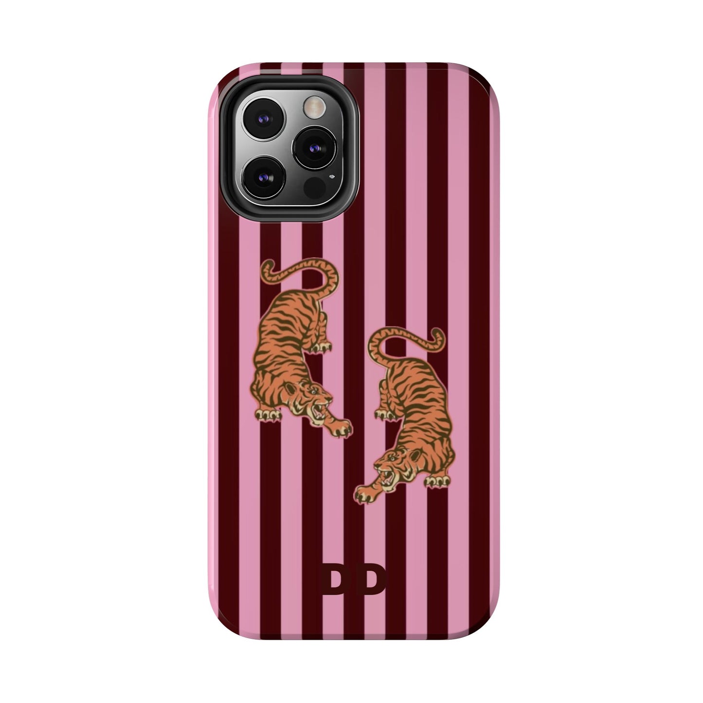 Tigress Phone Case in Burgundy & Pink