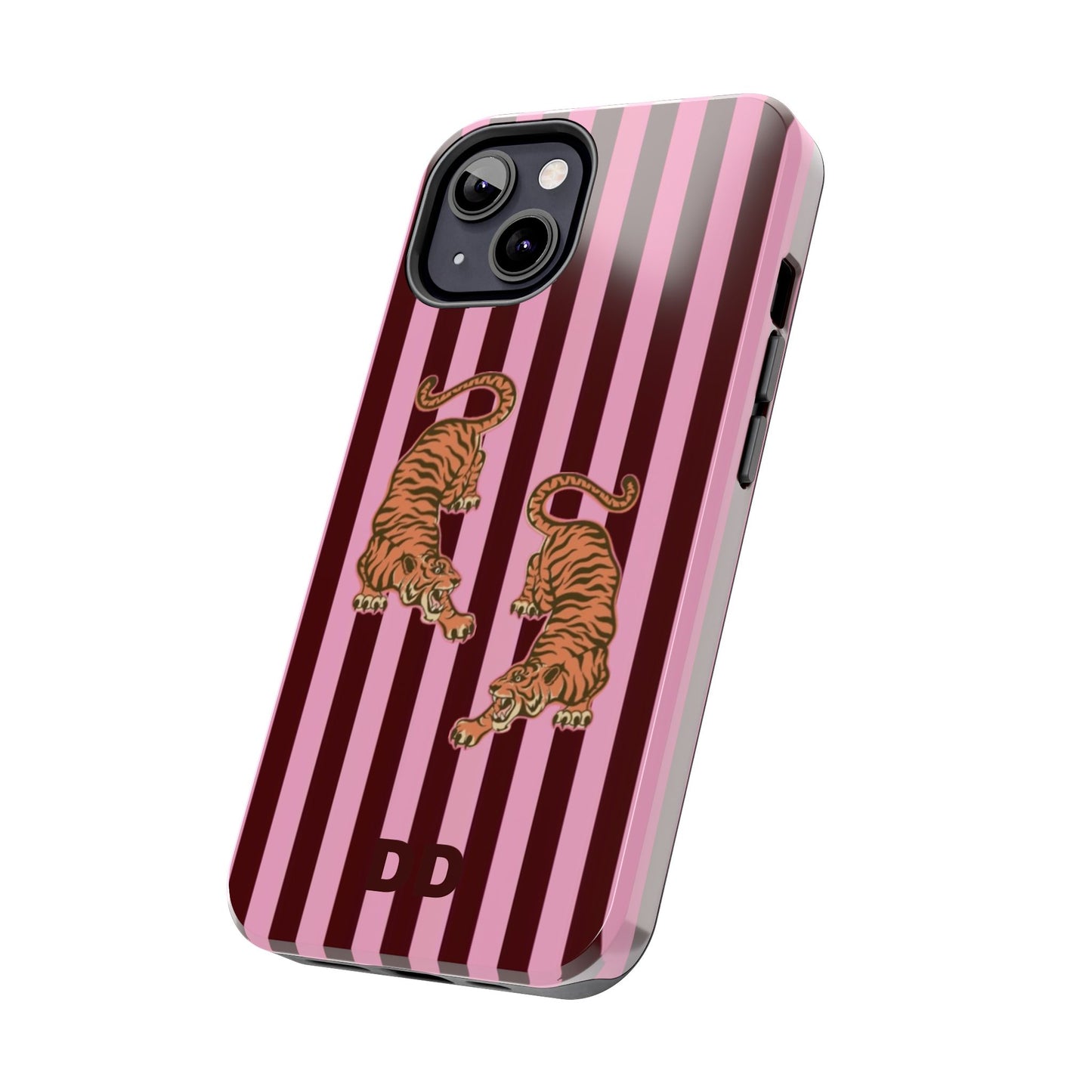 Tigress Phone Case in Burgundy & Pink
