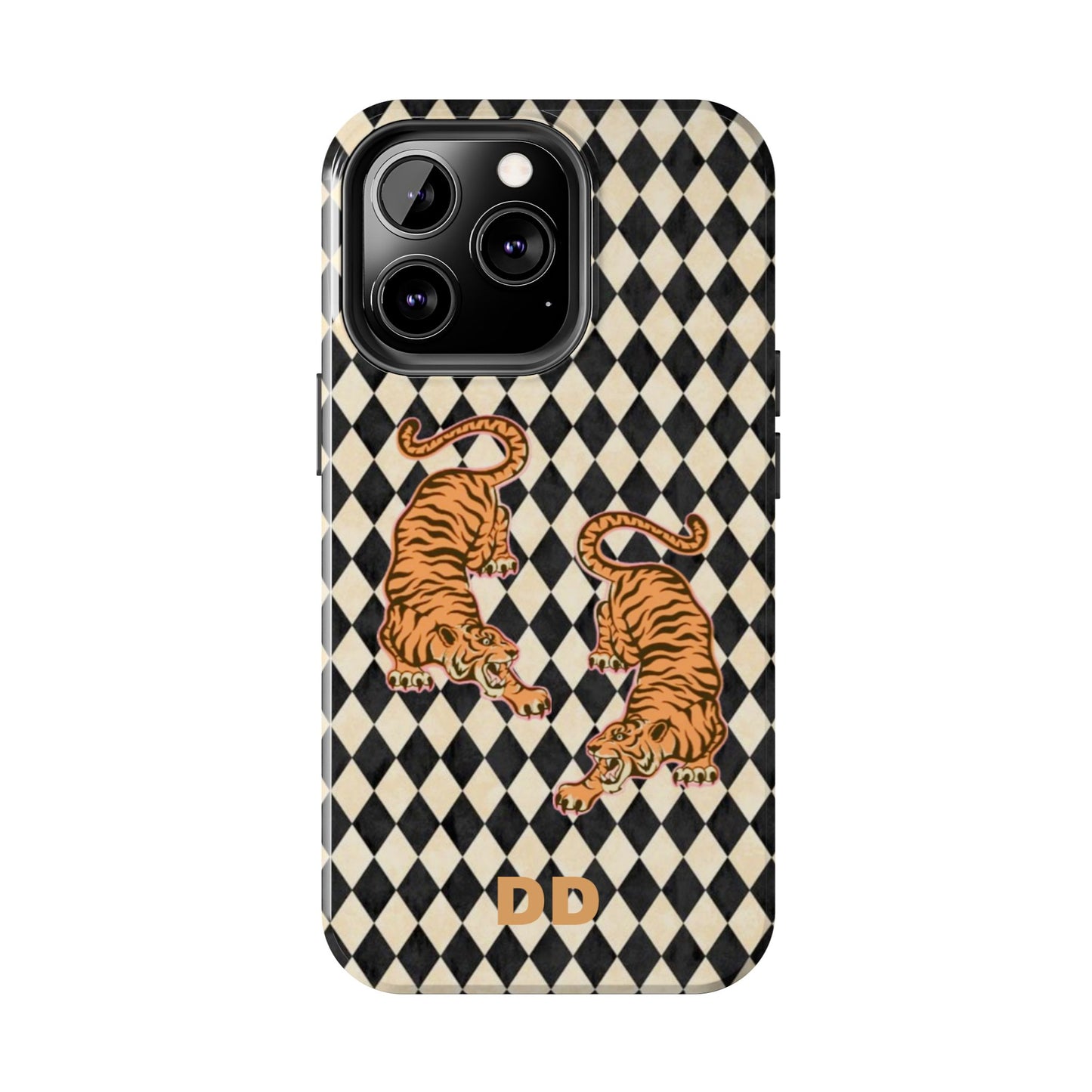Tigress Phone Case in Black & White Diamonds