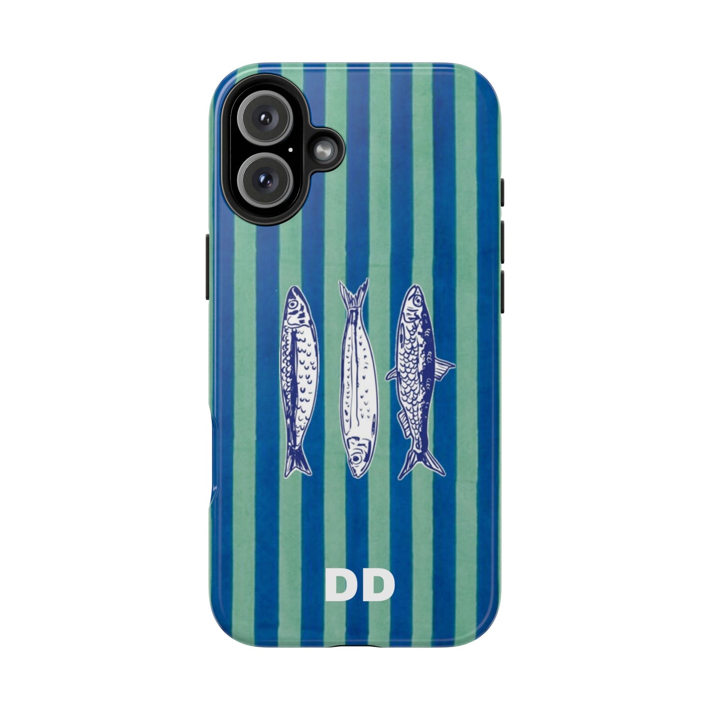 Sardine Phone Case in Turquoise & Blue Stripe