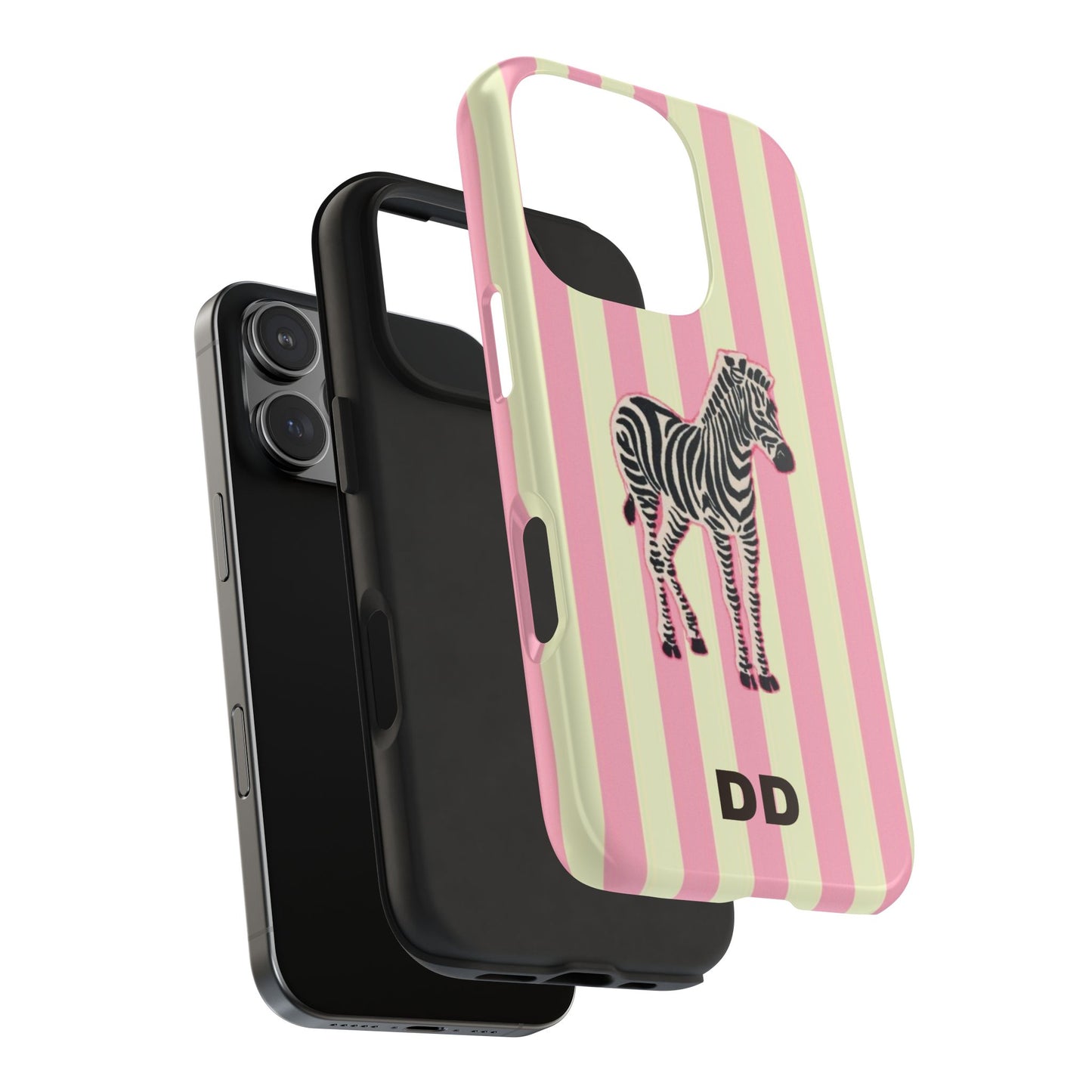 Zebra Phone Case in Pink & Crème Stripe
